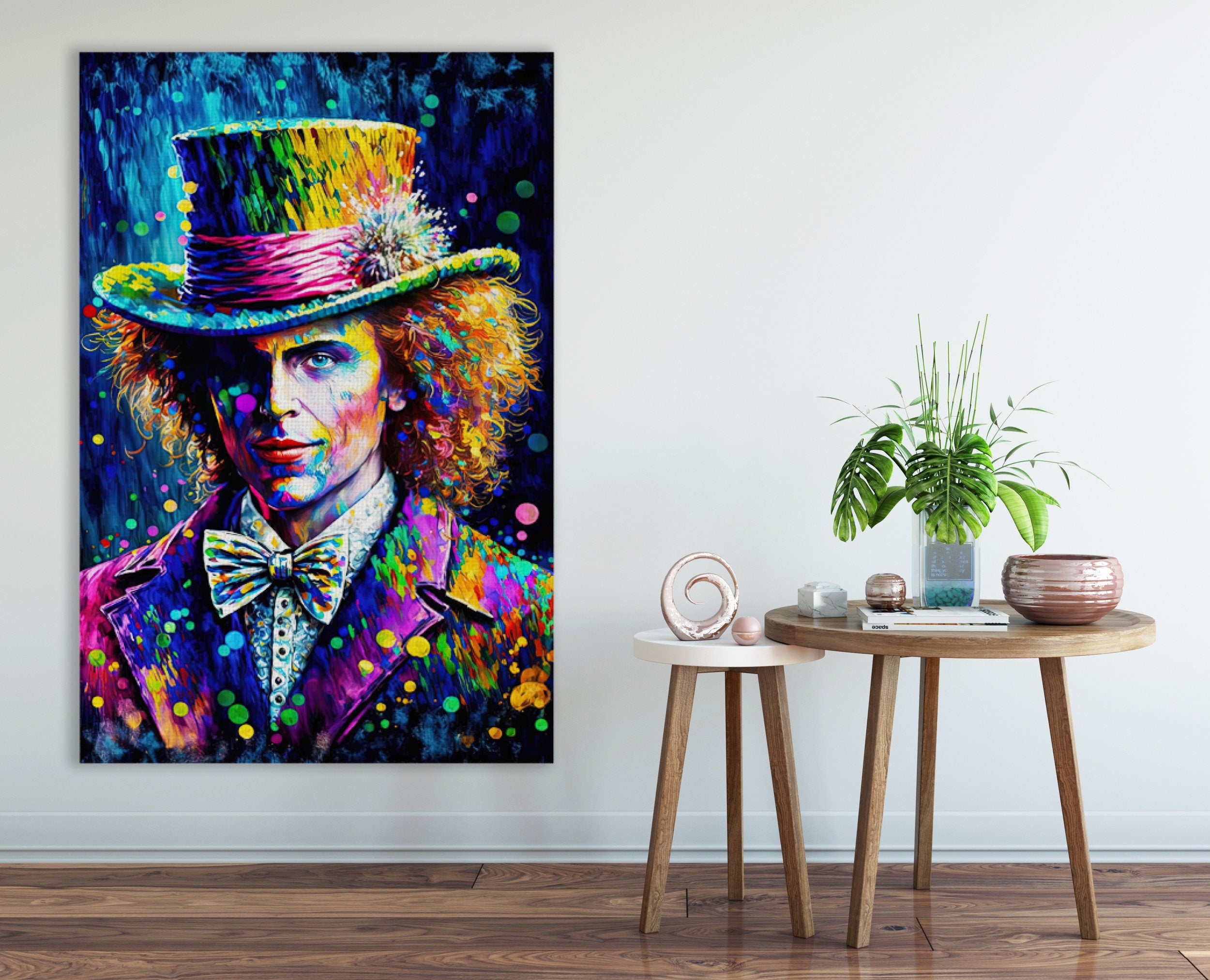 Mad Hatter Wall Art – Vibrant Fantasy Painting on Gallery Ready Canvas Print