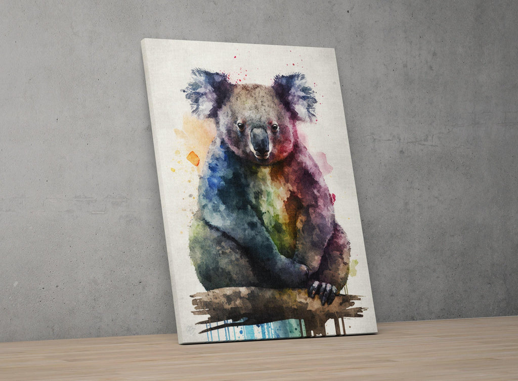 Wildlife Elegance: Koala Bear Watercolor Painting, Giclee Print on Canvas, Artist Paper, Watercolor Paper, Available in Extra Large Sizes