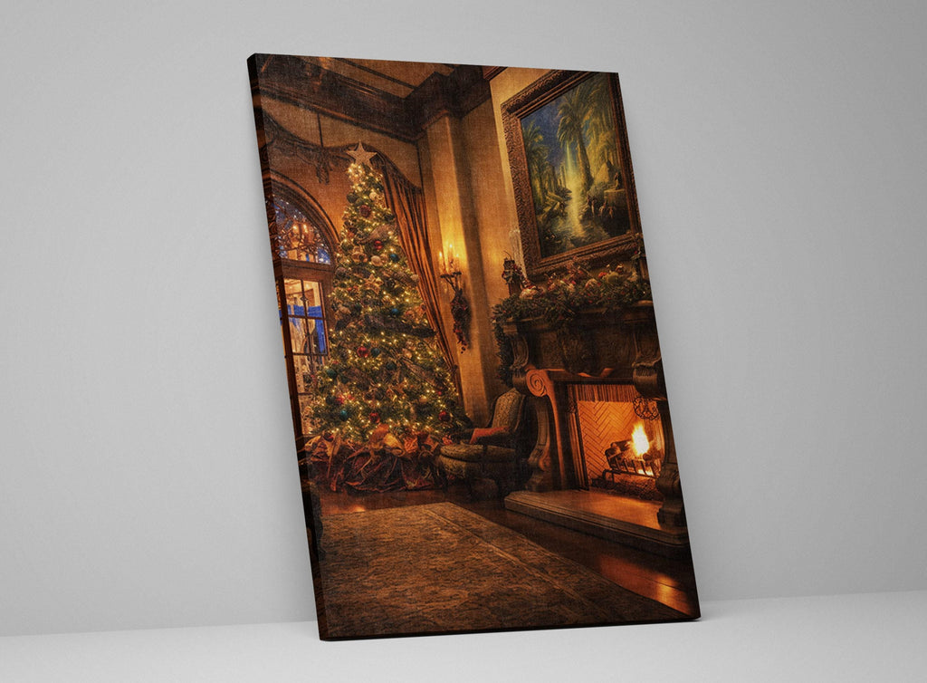 Christmas Canvas Art - Festive Tree Artwork on Gallery Wrapped Canvas, Ready to Hang Extra Large Print
