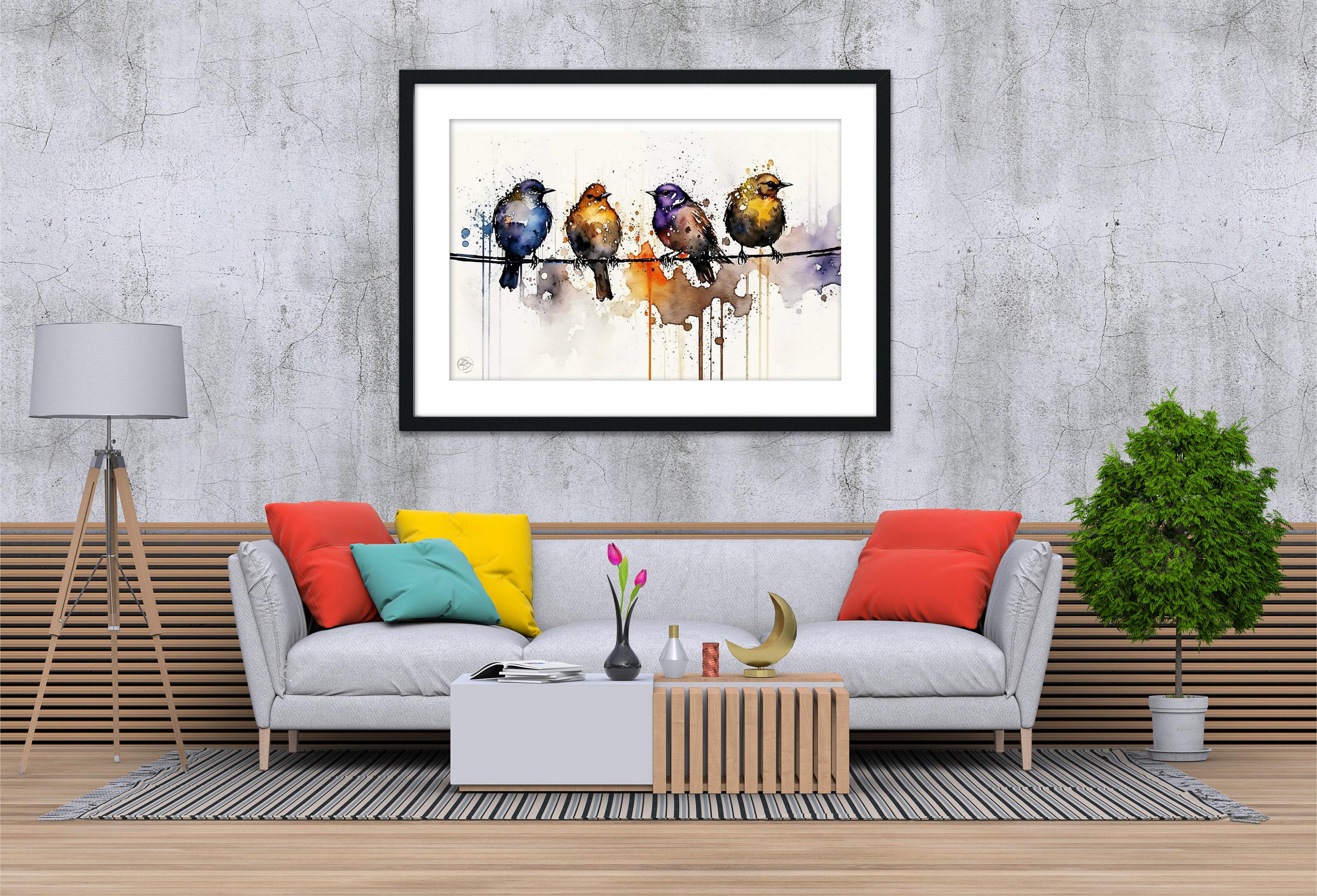 Birdwatcher's Delight: Bird Flock Watercolor, Giclee Print on Canvas, Artist Paper, Watercolor Paper, Available in Extra Large Sizes
