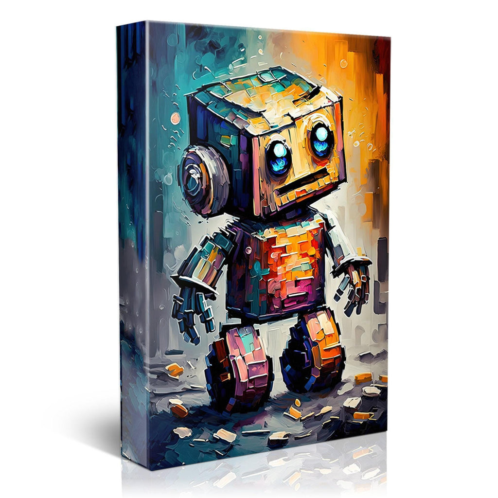 Baby Robot Art - Colorful Kids Robot Painting | Whimsical Nursery Decor Print
