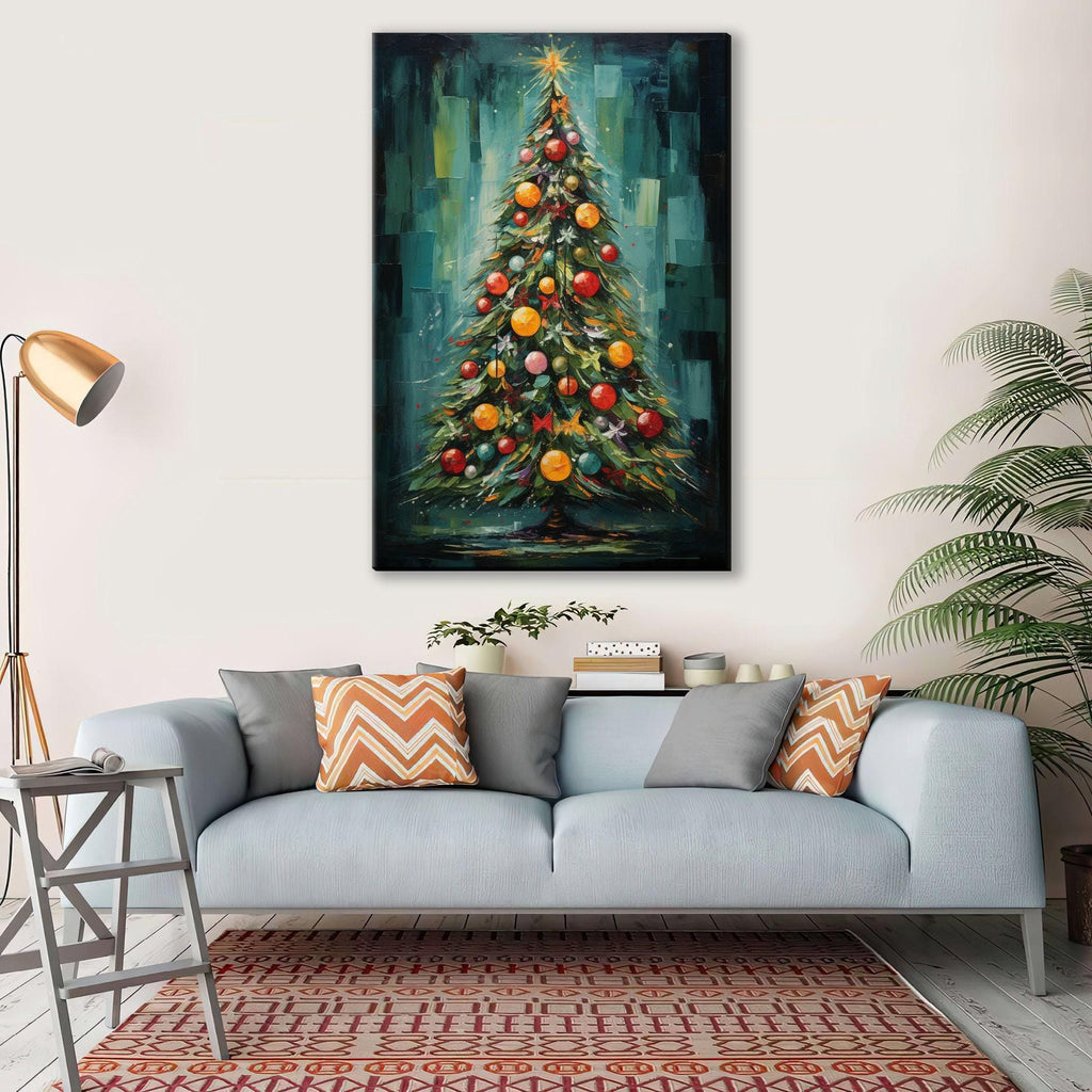 Bohemian Christmas Tree Art - Extra Large Canvas Print | Ready to Hang Gallery Wrapped