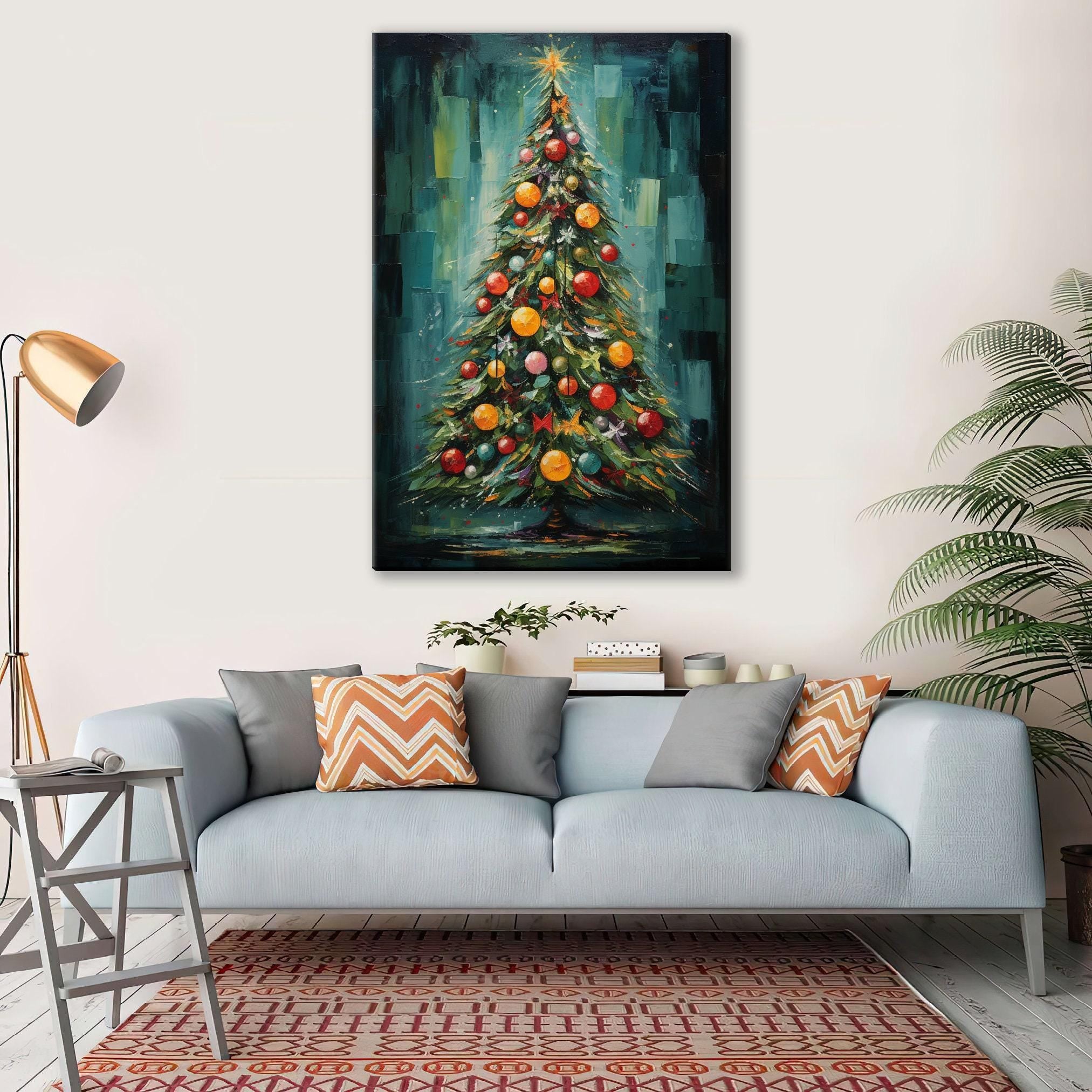 Bohemian Christmas Tree Art - Extra Large Canvas Print | Ready to Hang Gallery Wrapped