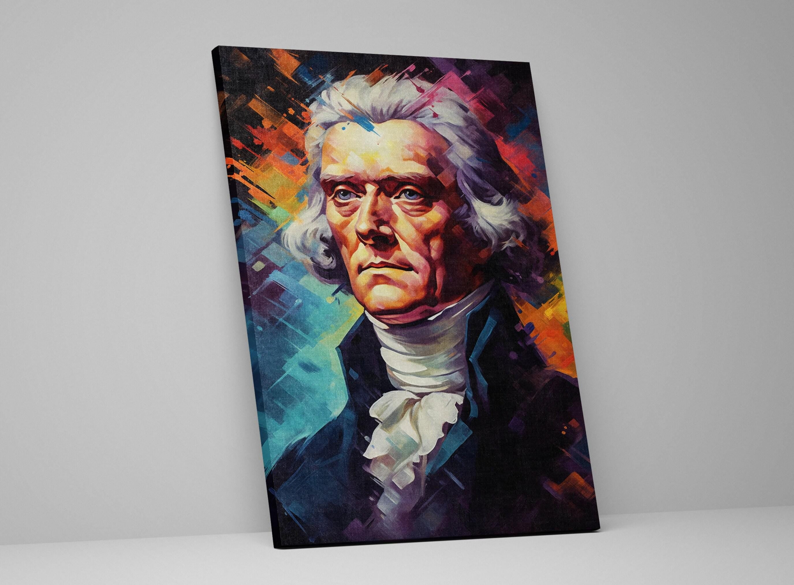 Thomas Jefferson Portrait – Extra Large Canvas Wall Art | Gallery Wrapped Canvas With Scratch Resistant Coating
