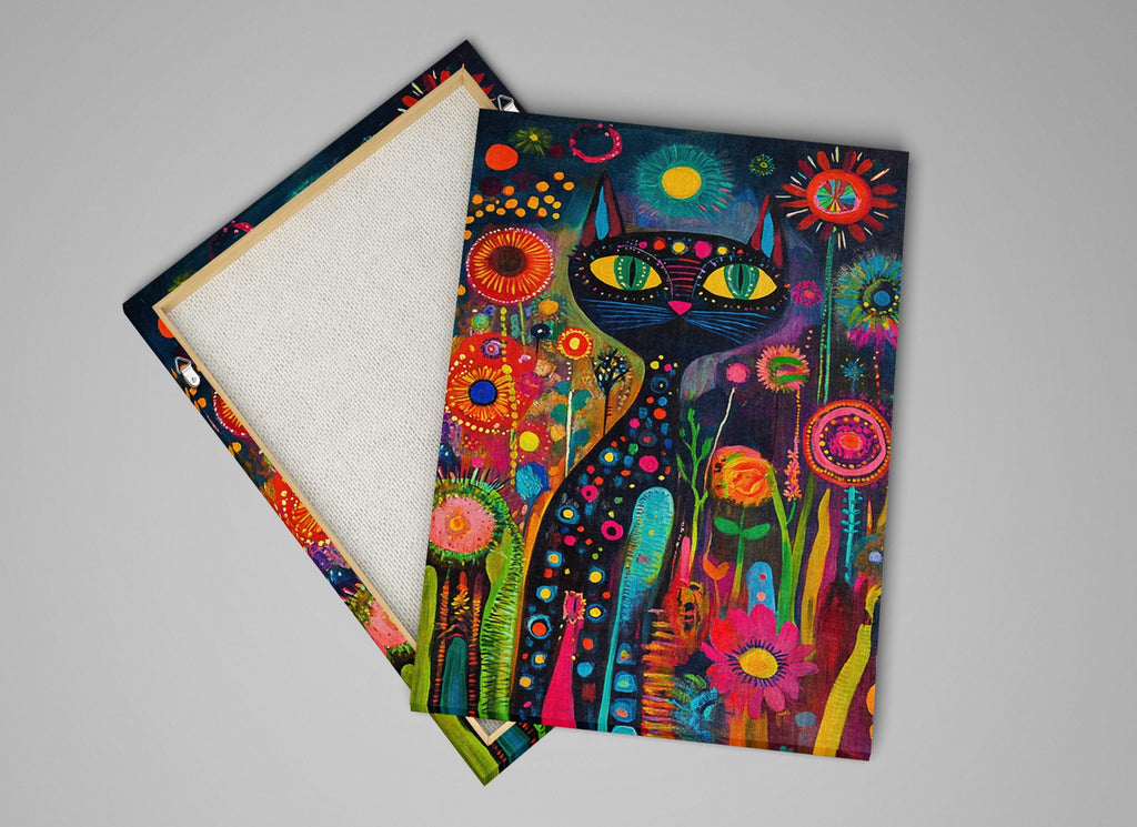 a painting of a cat on a canvas