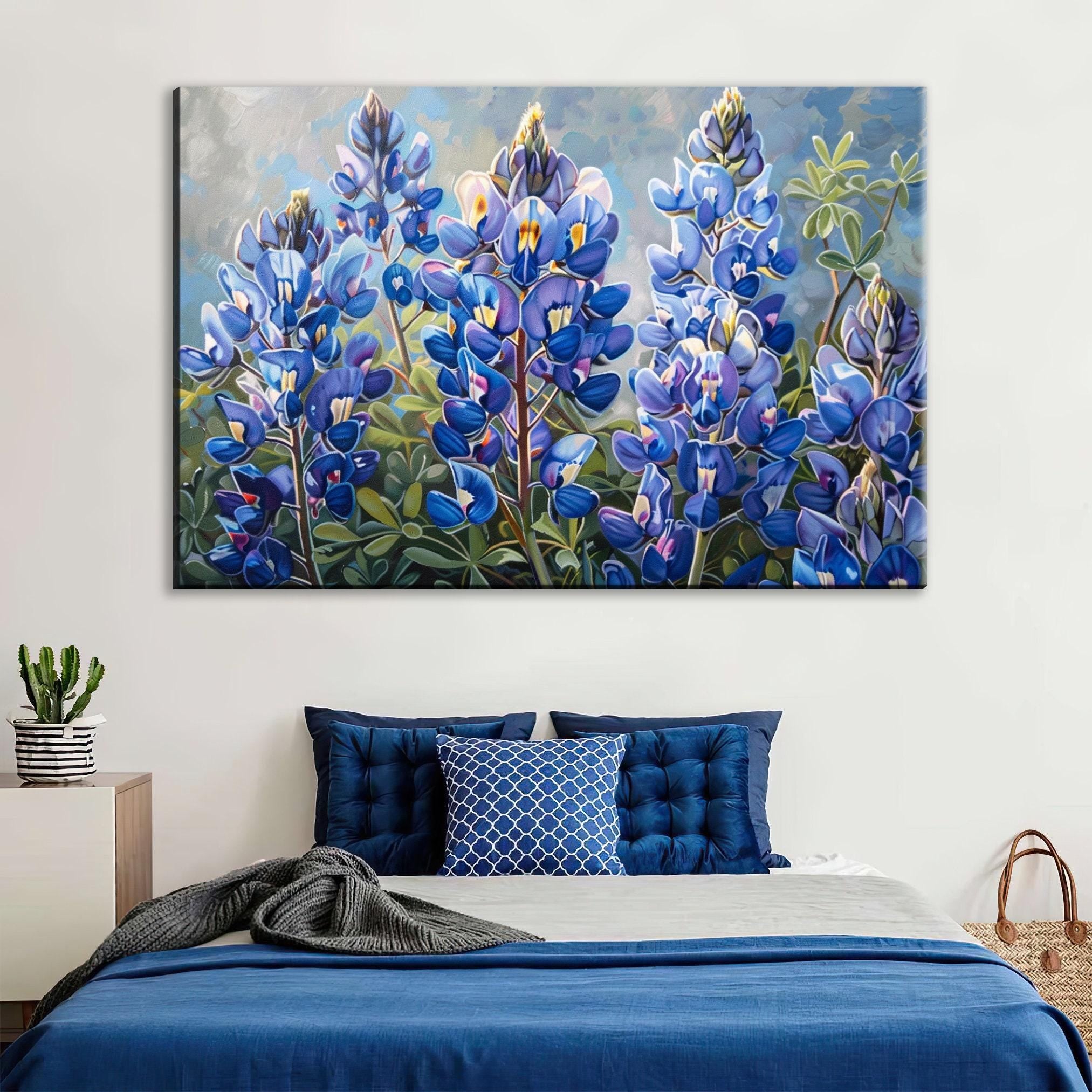 Texas Bluebonnet Canvas – Large Gallery Wrapped Wildflower Wall Art with Fade Resistant Ink