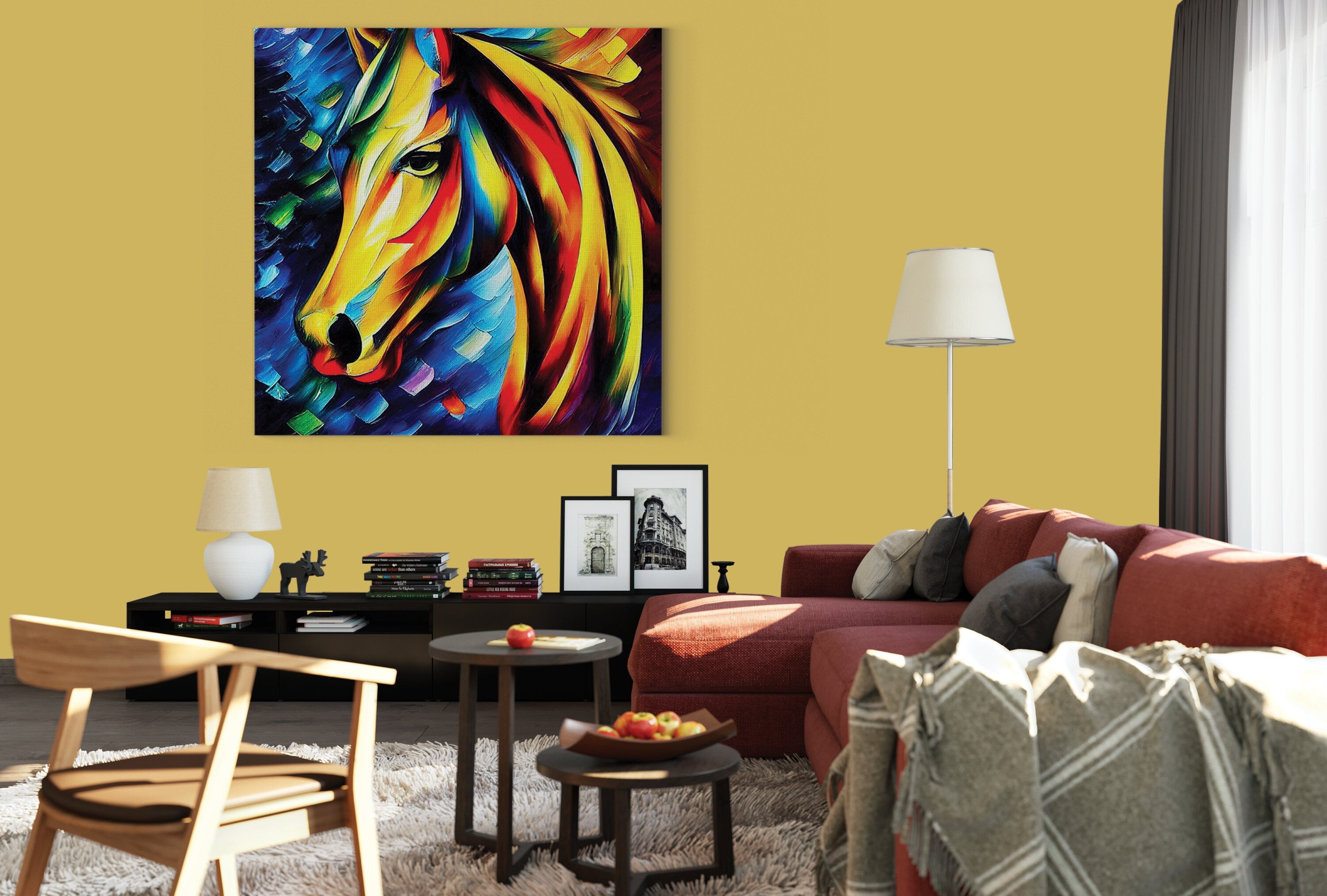 Colorful Horse Canvas | Vibrant Wall Art - Oil Painting Reproduction, Gallery Ready