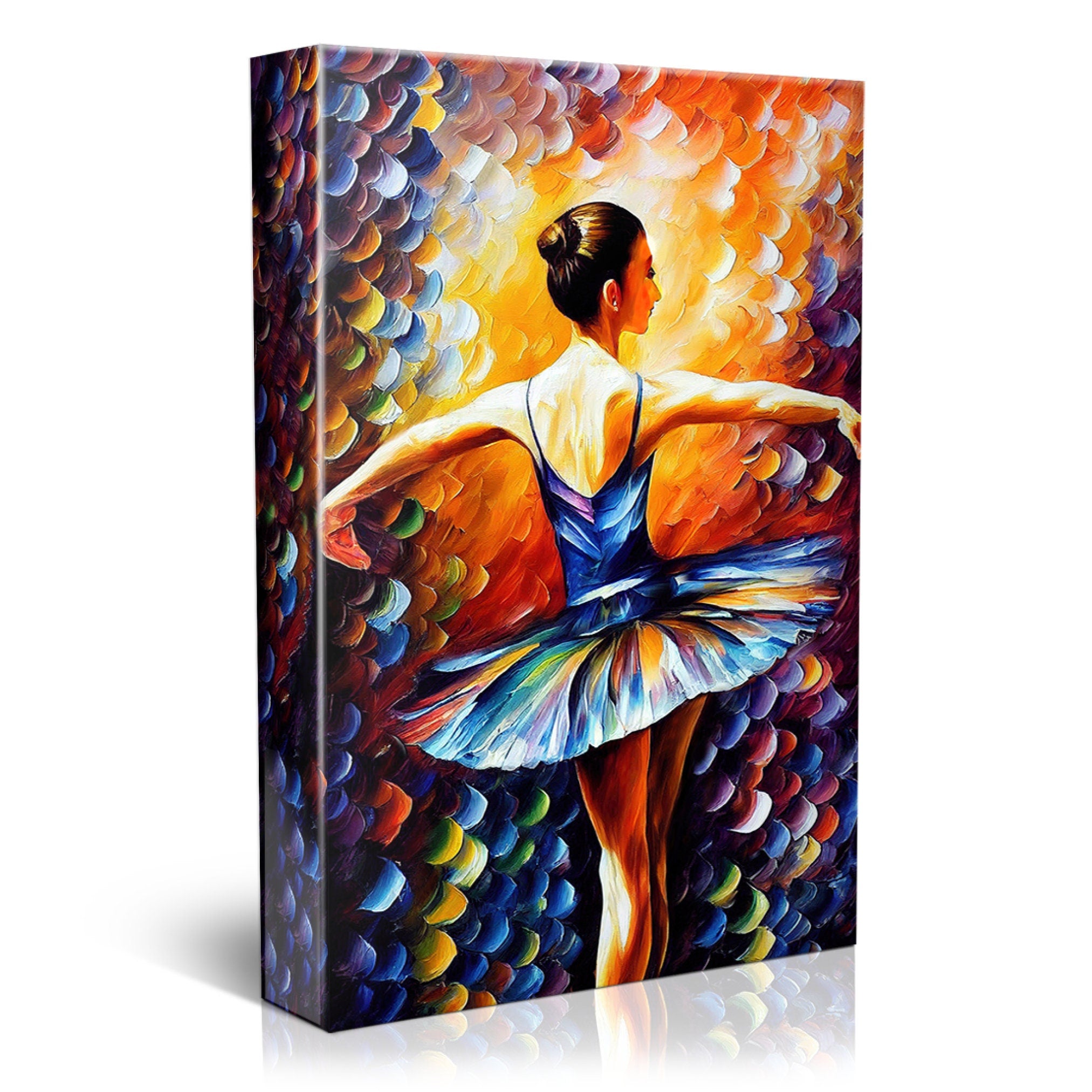 Ballerina Canvas Art – Ballet Dancer Painting on High Quality Wooden Frame
