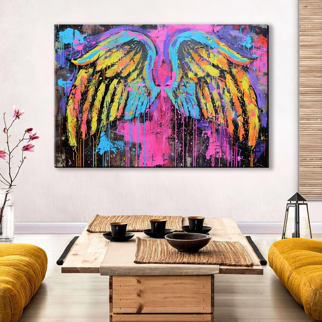 Colorful Angel Wings Art – Extra Large Pop Art Canvas | Gallery Wrapped Print