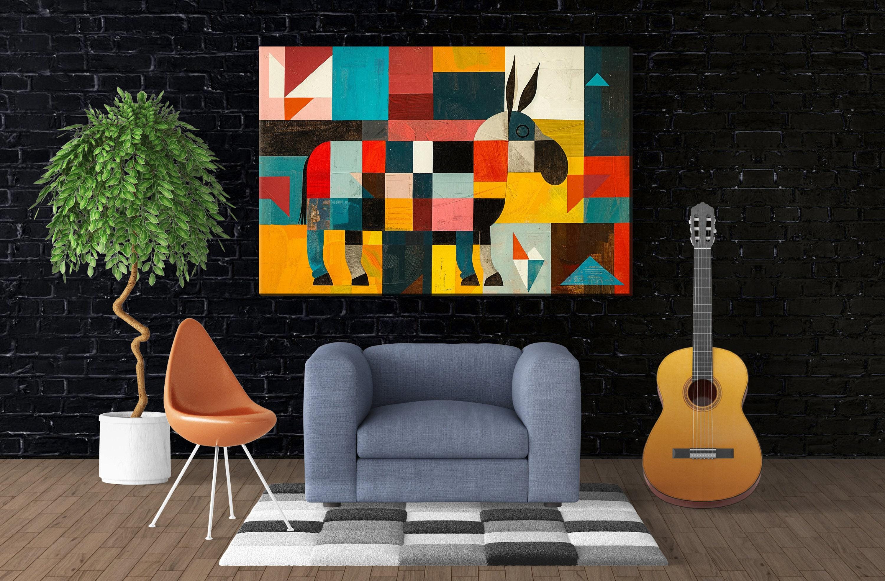 Mid Century Modern Art - Donkey Canvas Print | Retro Wall Art, Gallery Wrapped Canvas