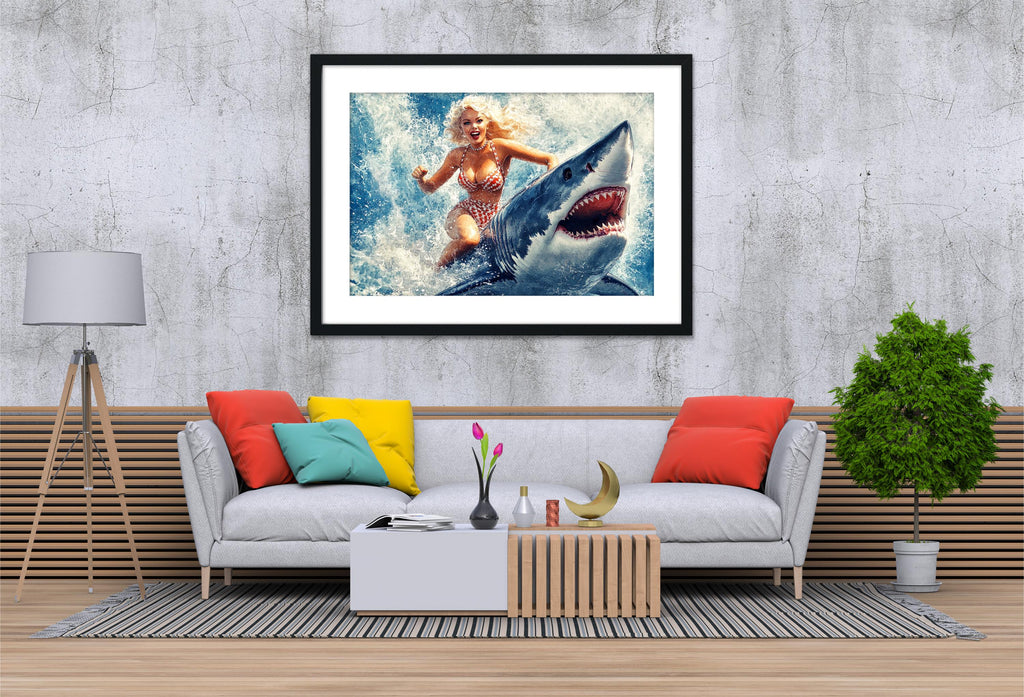 a living room with a couch and a painting on the wall
