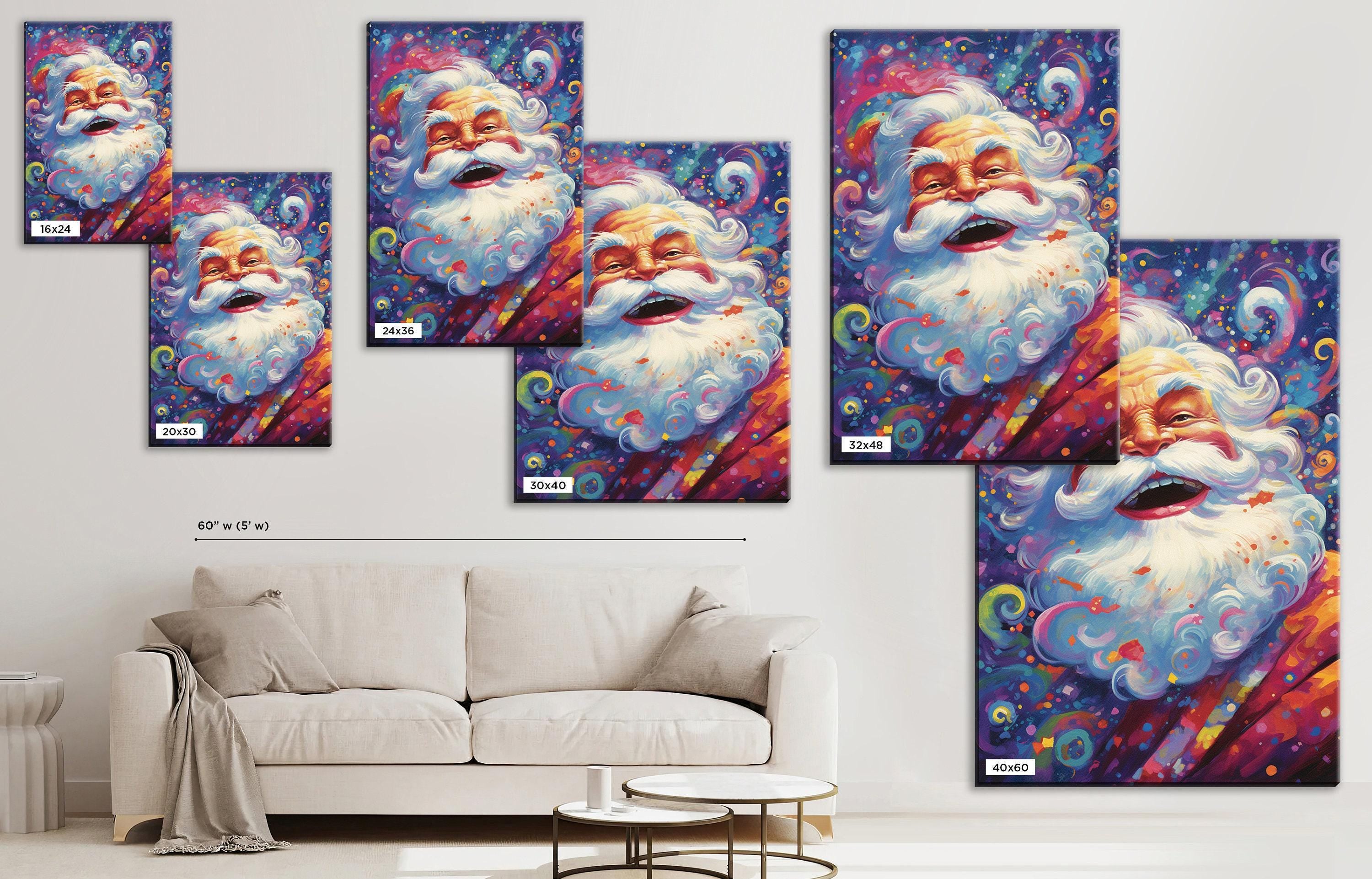 Santa Claus Canvas Art – Playful Christmas Wall Art, Giclee Print on Gallery Wrapped Canvas