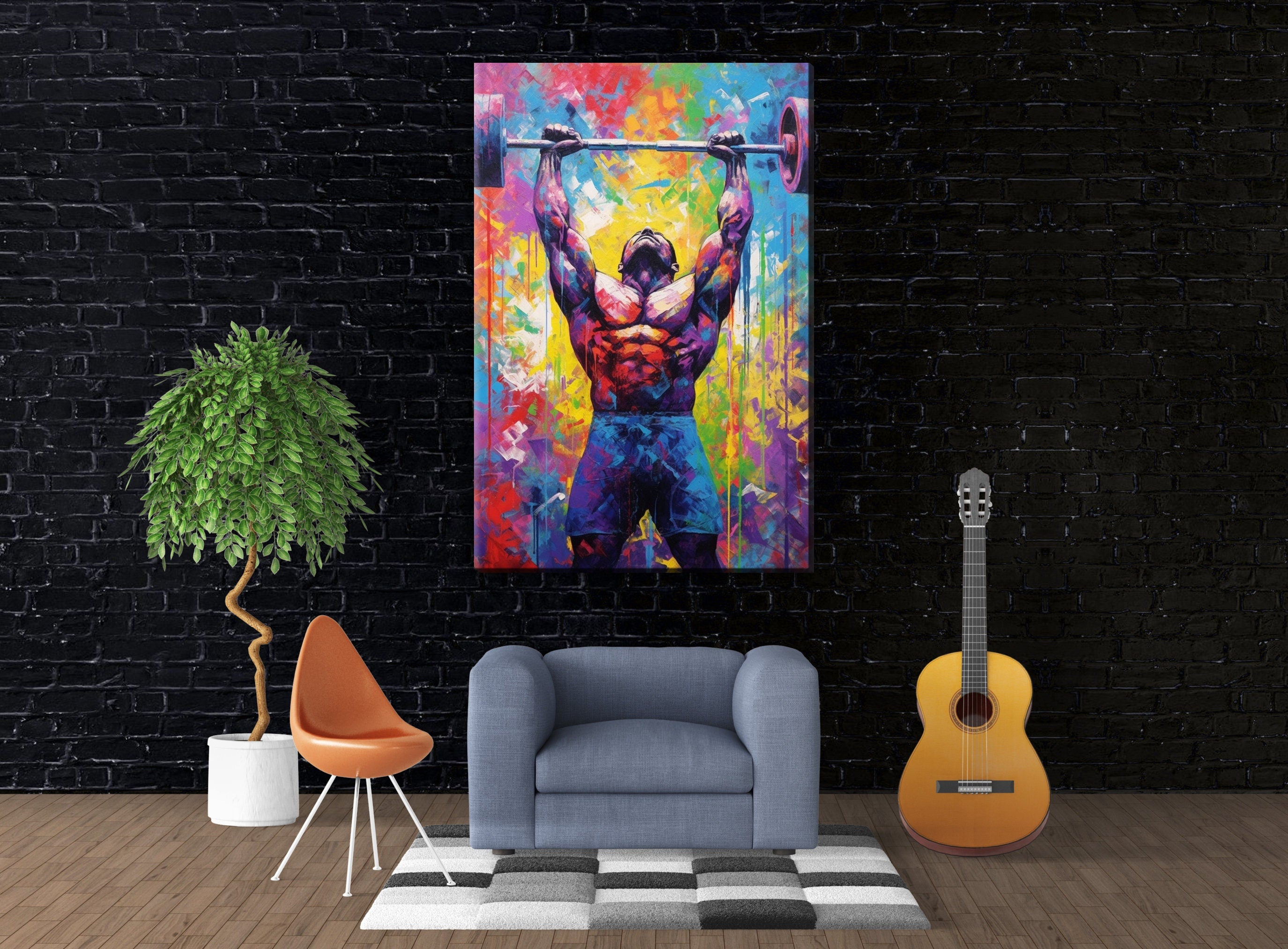 Bodybuilder Gym Wall Art – Large Deadlift Workout Canvas Print | Sculpted Physique Decor