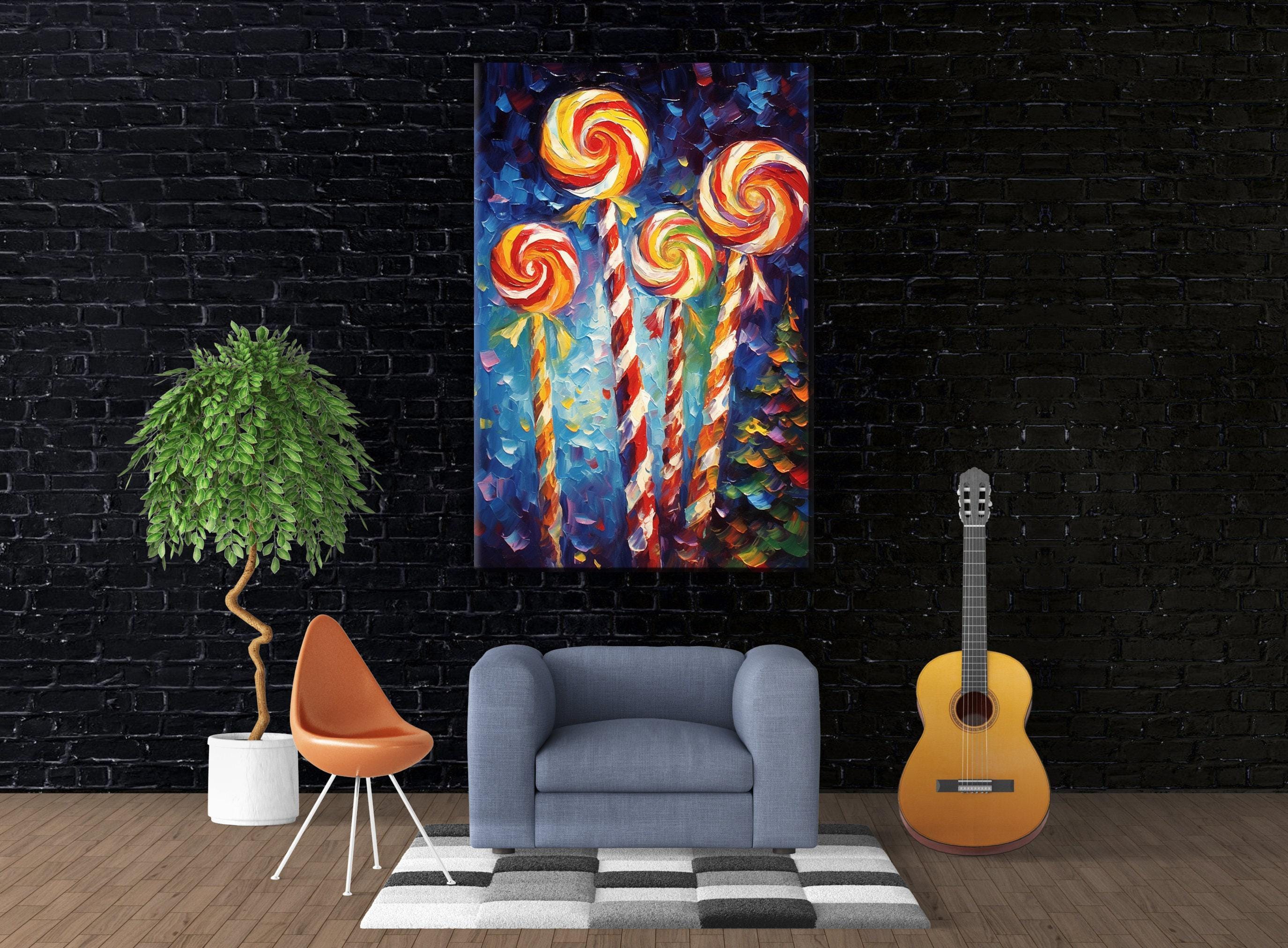 Christmas Candy Art – Retro Christmas Canvas | Gallery Wrapped Holiday Wall Decor