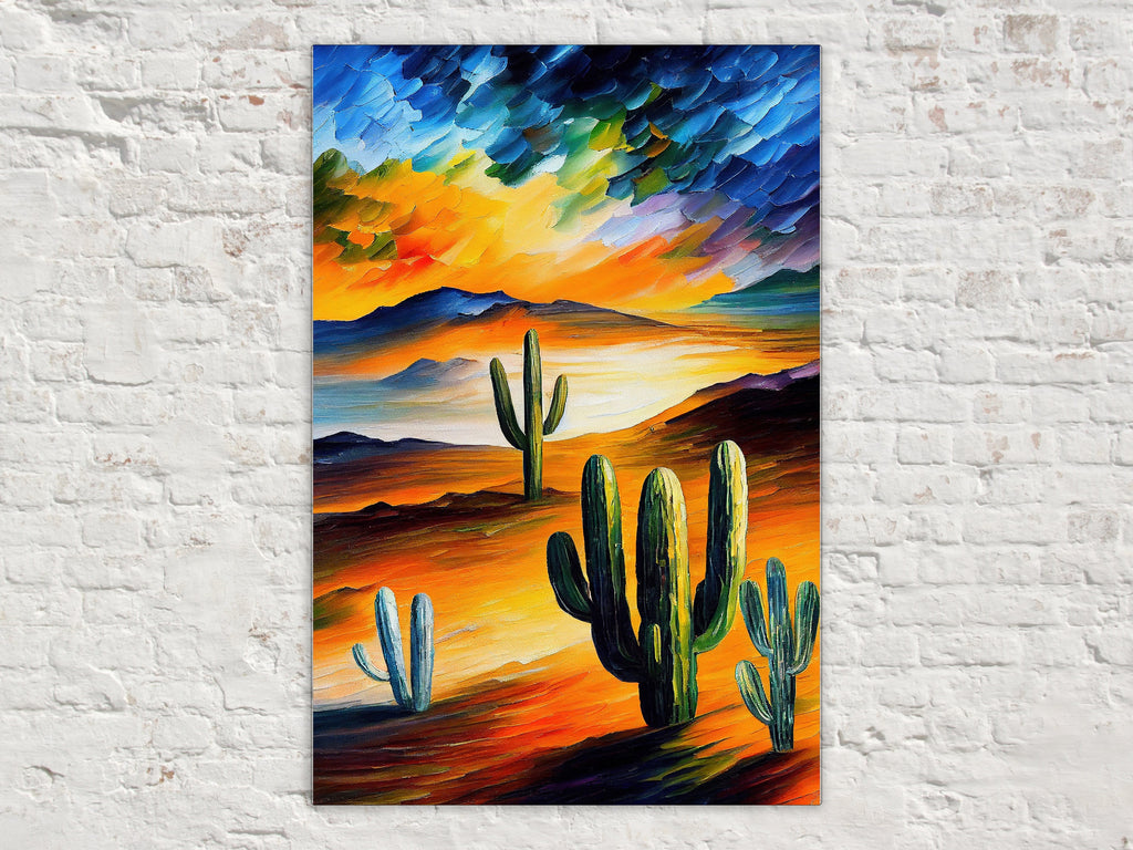 Desert Cactus Canvas – Southwest Art Print | Serene Landscape & Gallery Ready