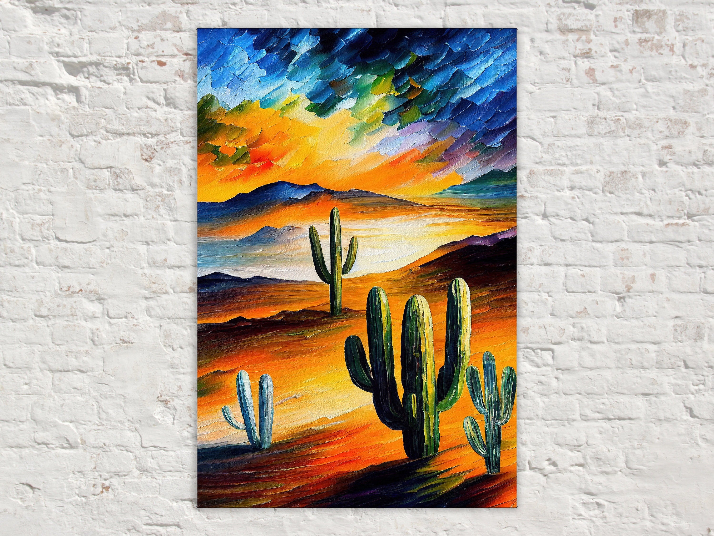 Desert Cactus Canvas – Southwest Art Print | Serene Landscape & Gallery Ready