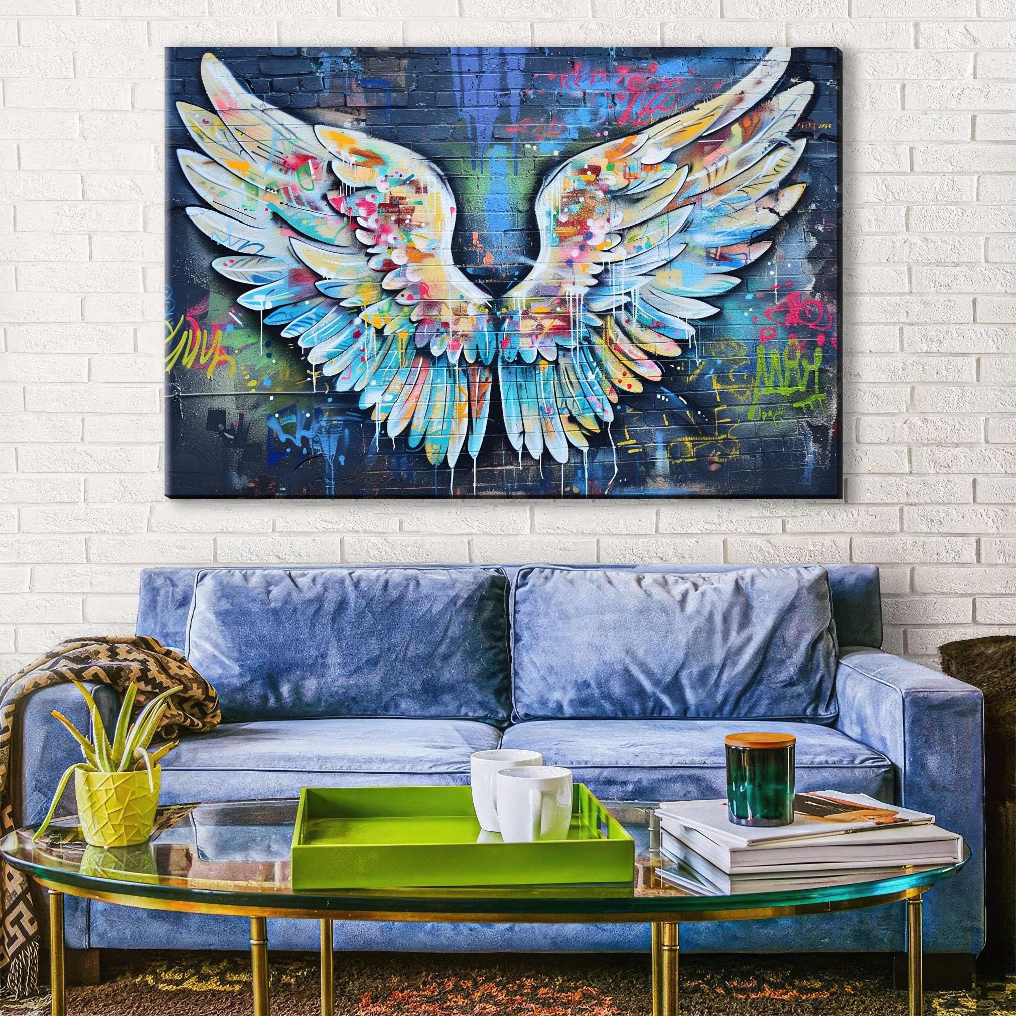 Graffiti Angel Wings - Large Canvas Art | Urban Art Print on Gallery Wrapped Canvas