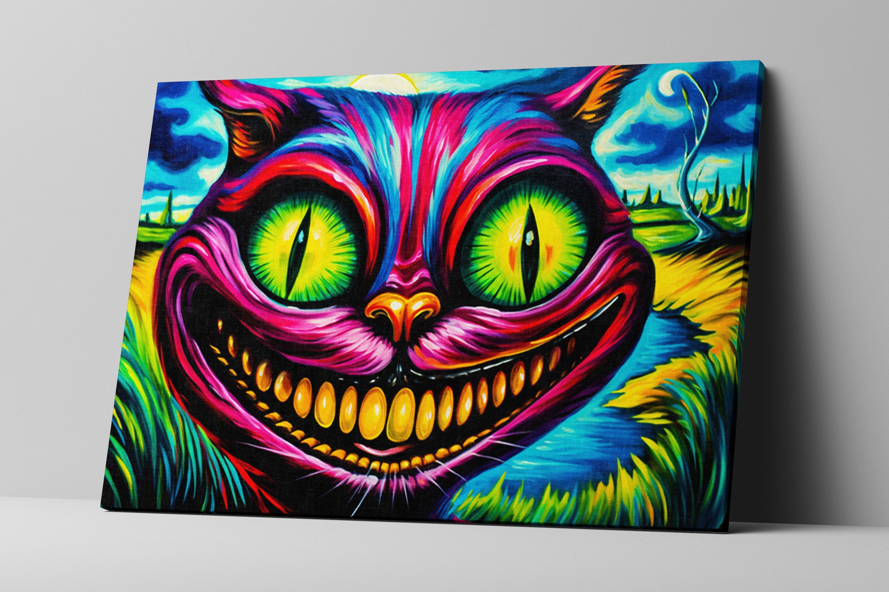 Cheshire Cat Canvas - Vibrant Alice In Wonderland Art | Gallery Wrapped, Ready To Hang