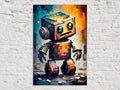 Baby Robot Art - Colorful Kids Robot Painting | Whimsical Nursery Decor Print