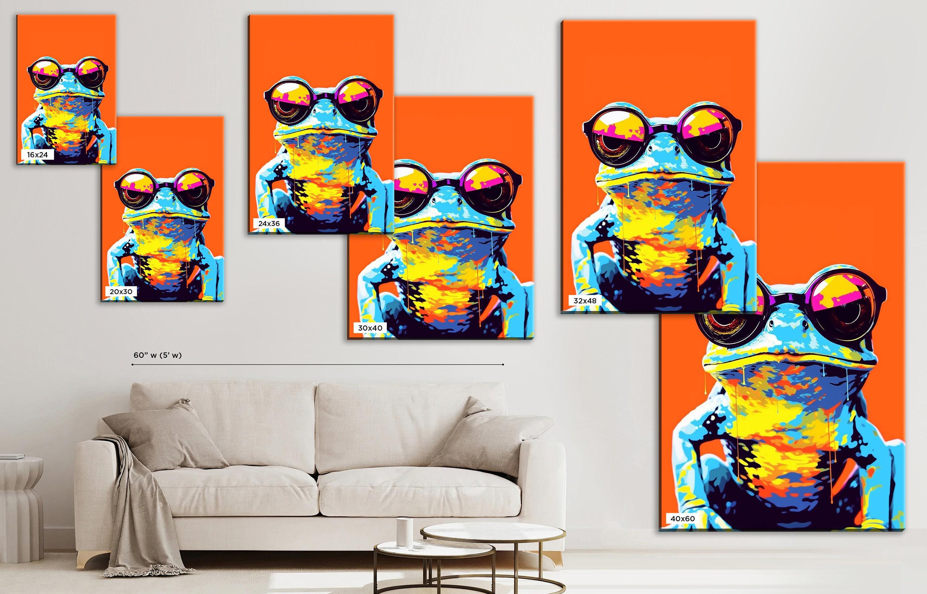 Hipster Frog Canvas – Large Gallery Wrapped Canvas Print with Funny Frog Art