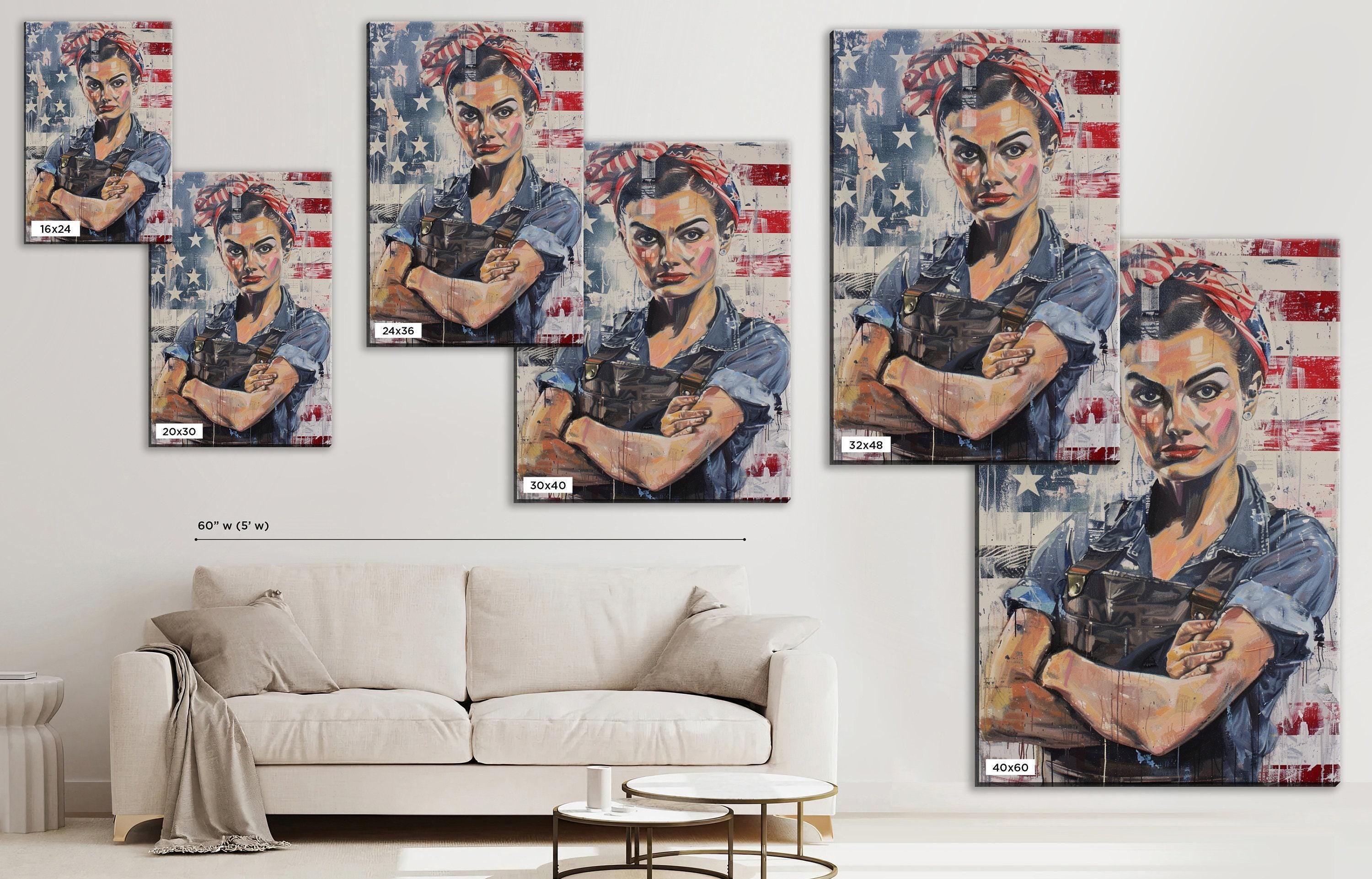 Rosie the Riveter Art – Feminist Wall Art Large Canvas Print, Ready to Hang
