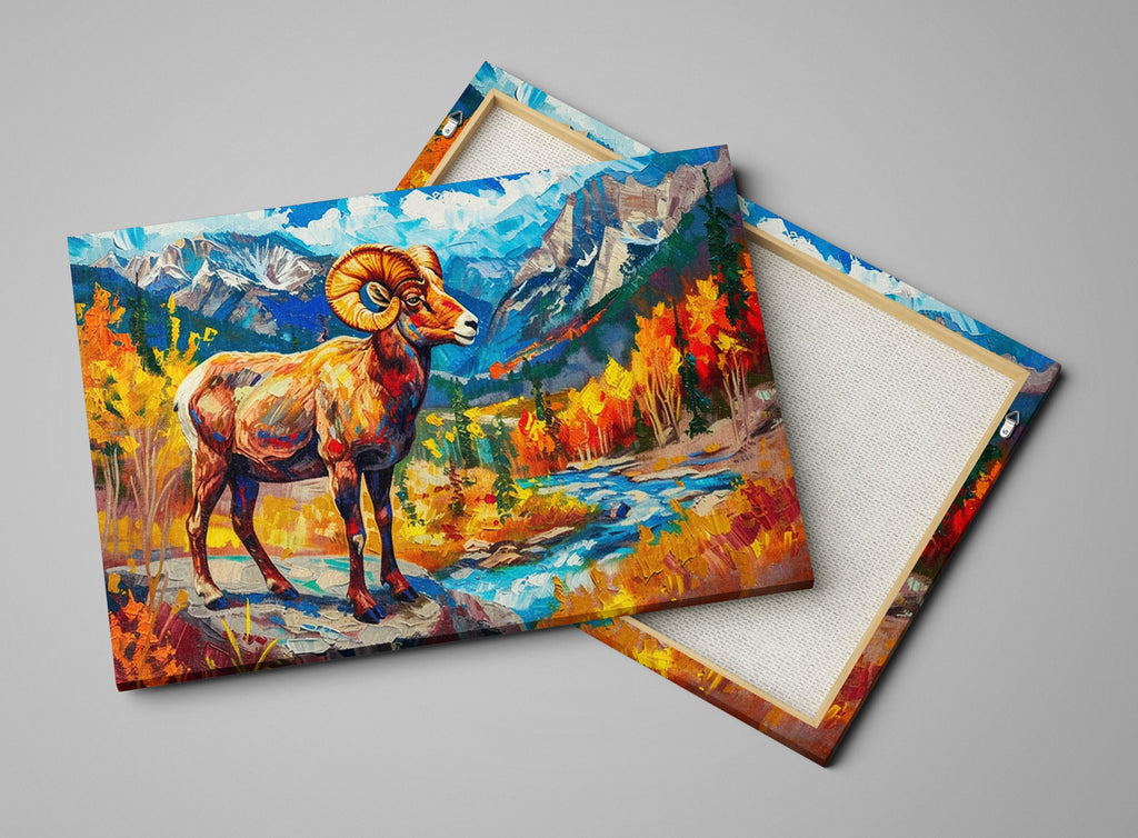 Bighorn Sheep Art - Large Gallery Wrapped Canvas | Mountain Wildlife Print Decor