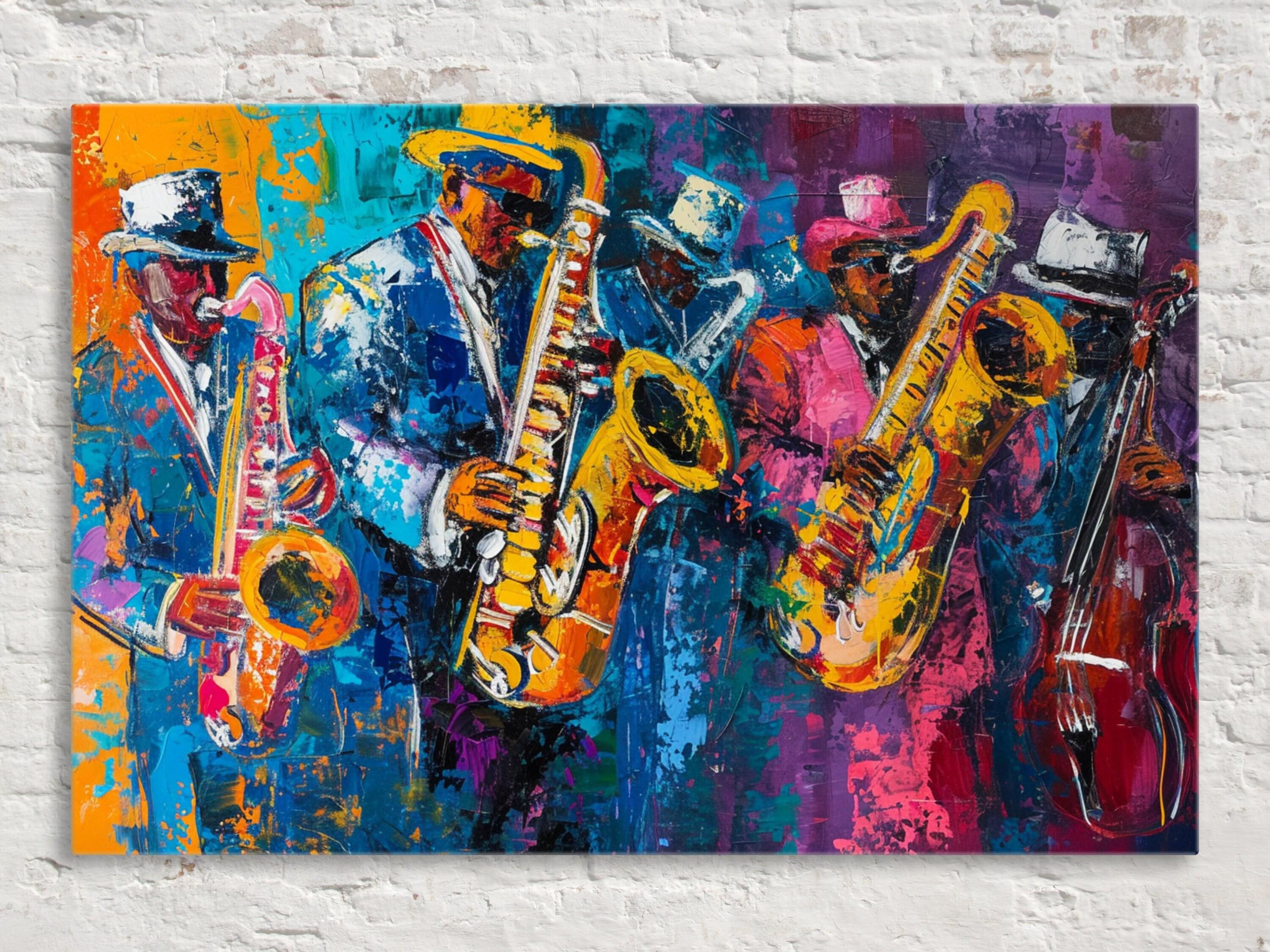 Jazz Wall Art – Vibrant Saxophone Wall Decor on Gallery Wrapped Canvas, Ready to Hang