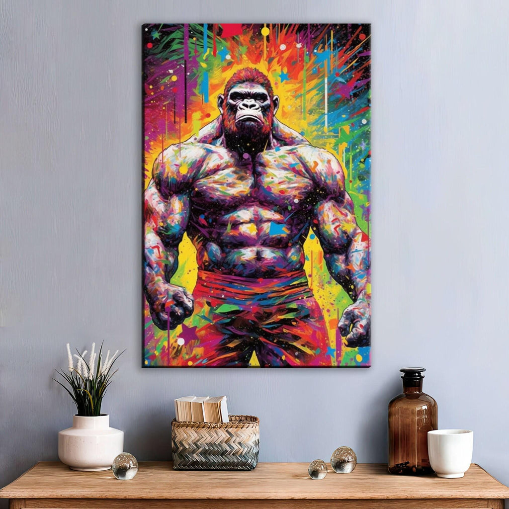 Muscle Gorilla Art - Large Canvas Art | Gallery Wrapped Bodybuilder Gym Print