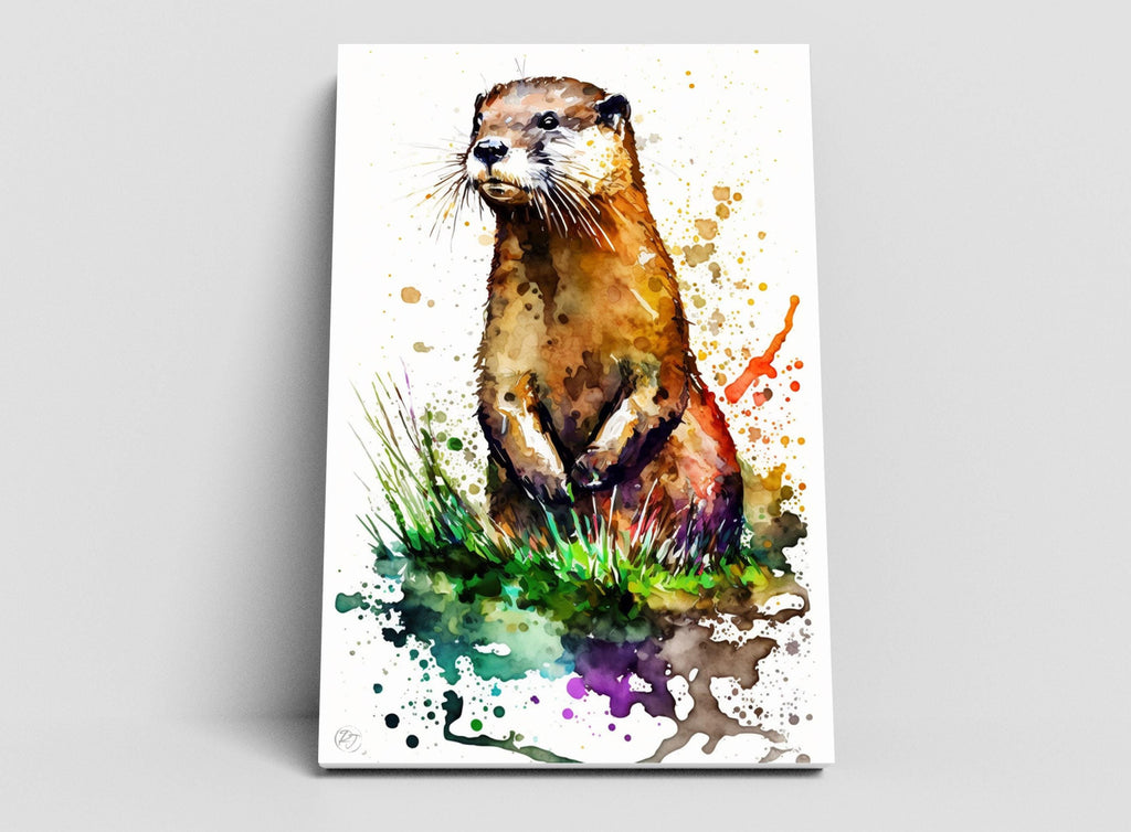 Nature's Acrobat: Watercolor Otter Wall Art Print, Giclee Print on Canvas, Artist Paper, Watercolor Paper, Available in Extra Large Sizes