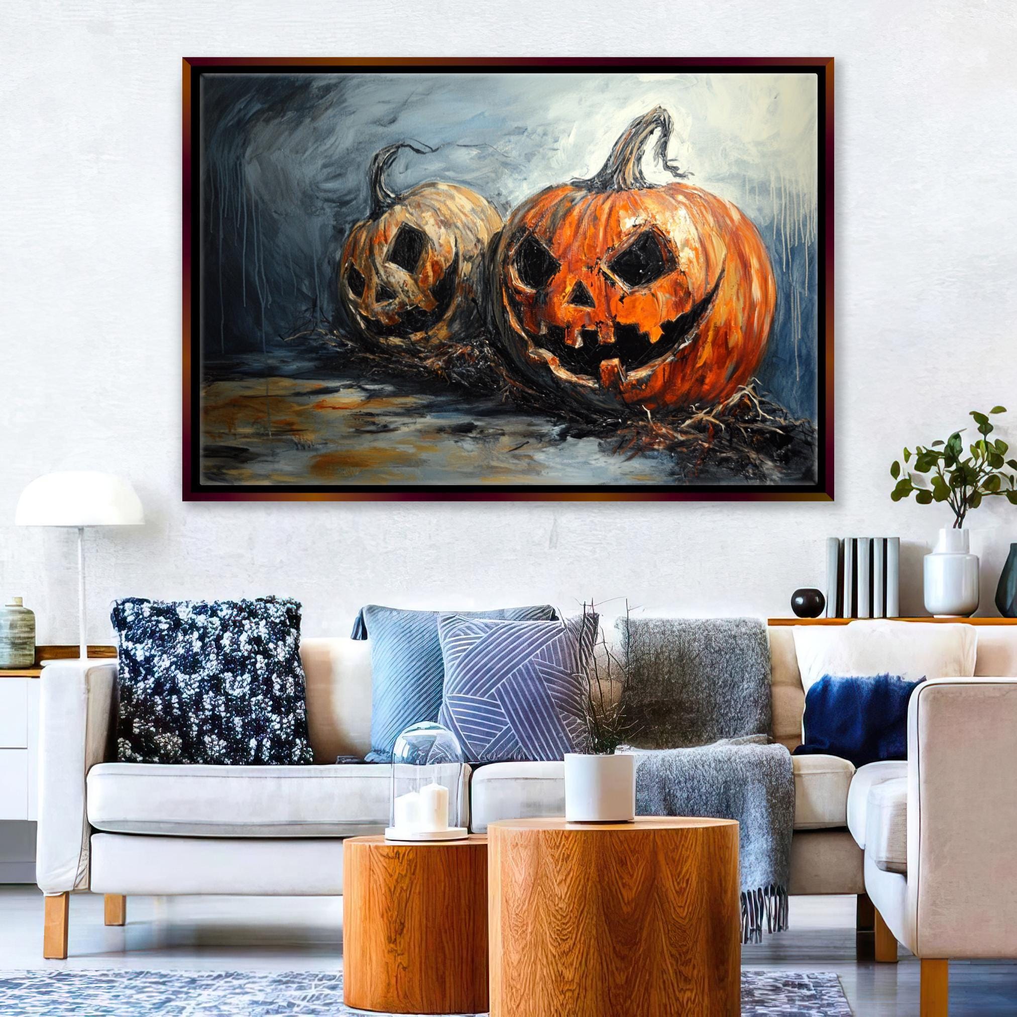 Jack O Lantern Pumpkins - Extra Large Halloween Wall Art | Gallery Wrapped Canvas