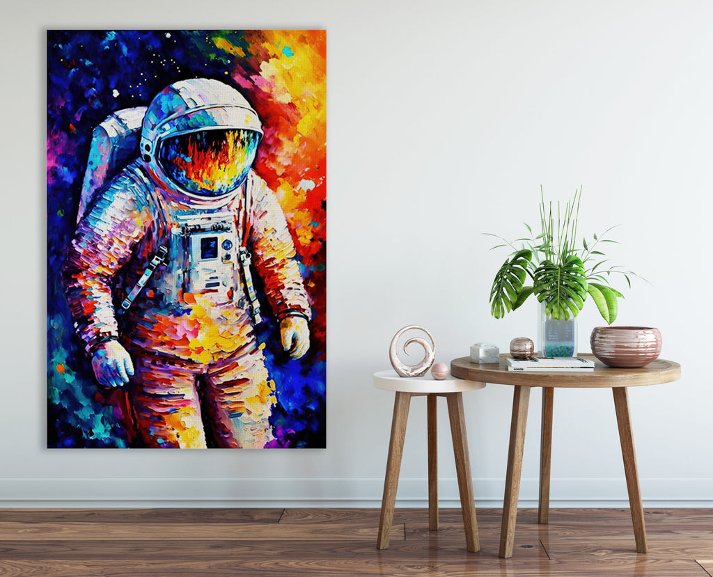 Astronaut Art Print – Colorful Space Art Canvas | Gallery Wrapped Ready to Hang