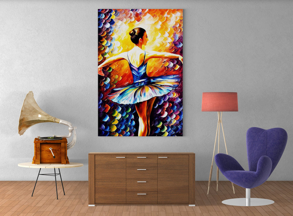 Ballerina Canvas Art – Ballet Dancer Painting on High Quality Wooden Frame