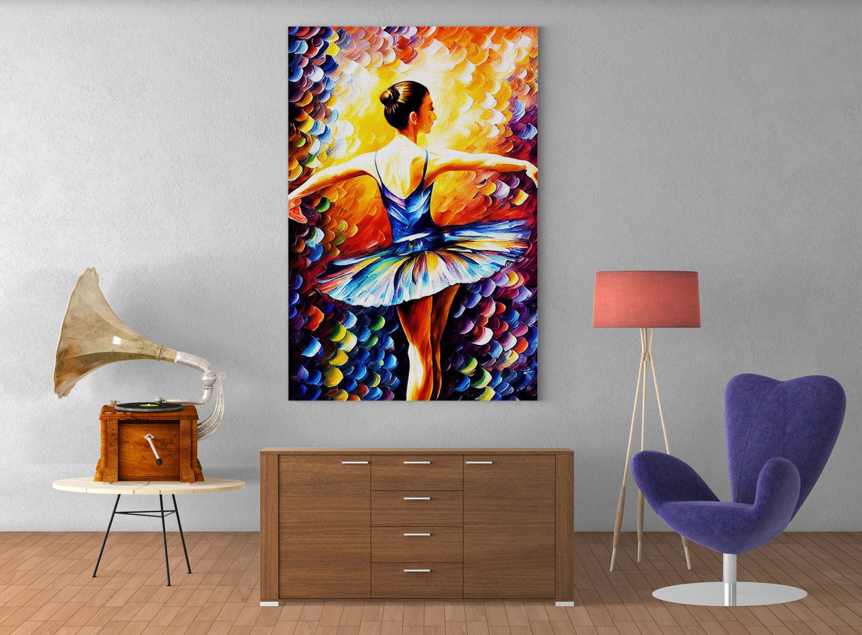 Ballerina Canvas Art – Ballet Dancer Painting on High Quality Wooden Frame