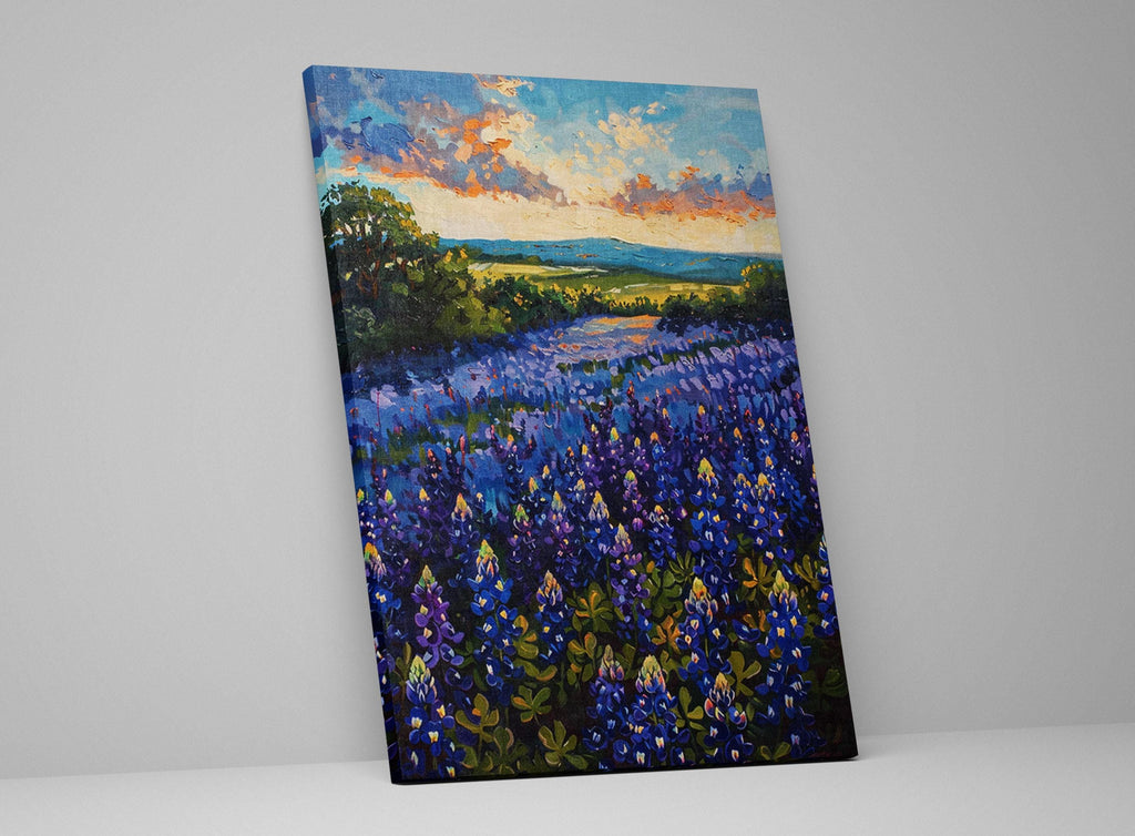 Texas Bluebonnet Painting - Large Canvas Art | Gallery Wrapped Canvas, UV Coated Print
