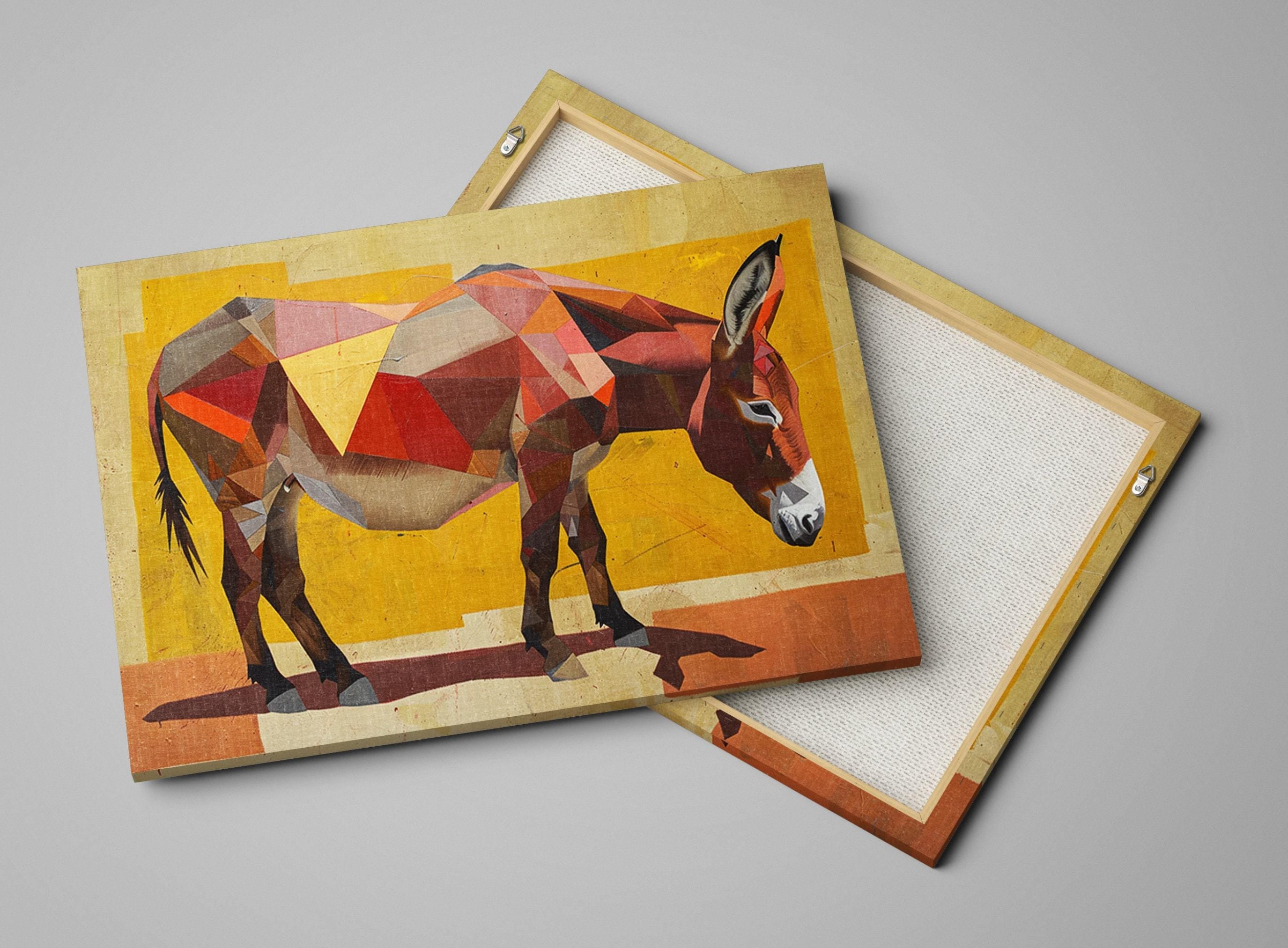 Minimalist Donkey Canvas – Rustic Texas Art | Large Gallery Wrapped Print