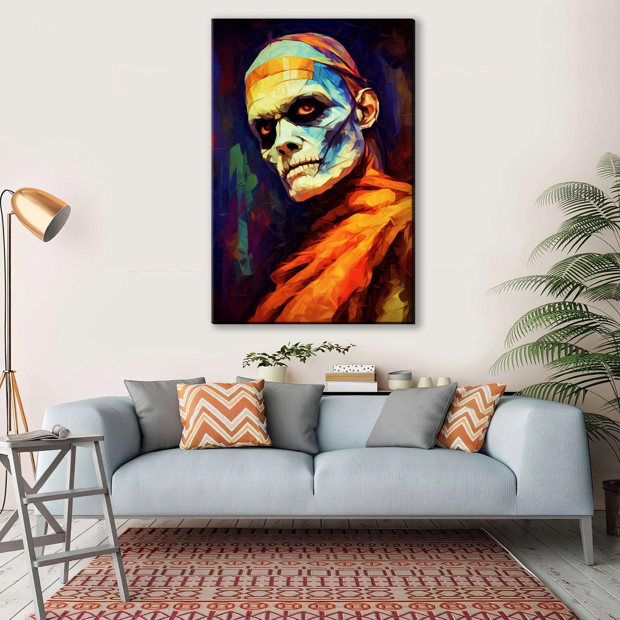 Halloween Mummy Wall Art - Scary Mummy Decor on Large Gallery Wrapped Canvas