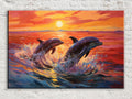 Dolphin Canvas Art – Large Ocean Wall Art | Pair of Dolphins, UV Coated Gallery Print