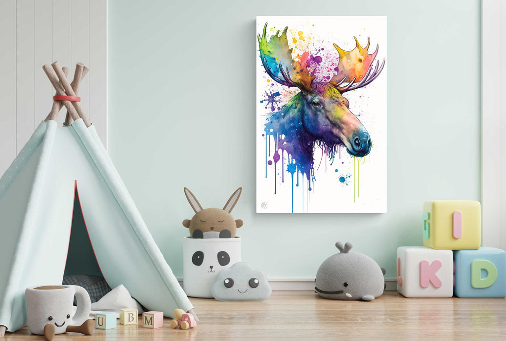 Wildlife Majesty: Moose Watercolor Painting, Giclee Print on Canvas, Artist Paper, Watercolor Paper, Available in Extra Large Sizes