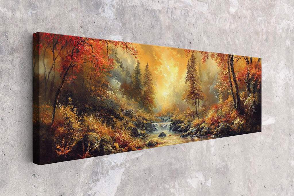 Panoramic Wall Art – Golden Hour Fall Landscape, Framed Canvas, Extra Large