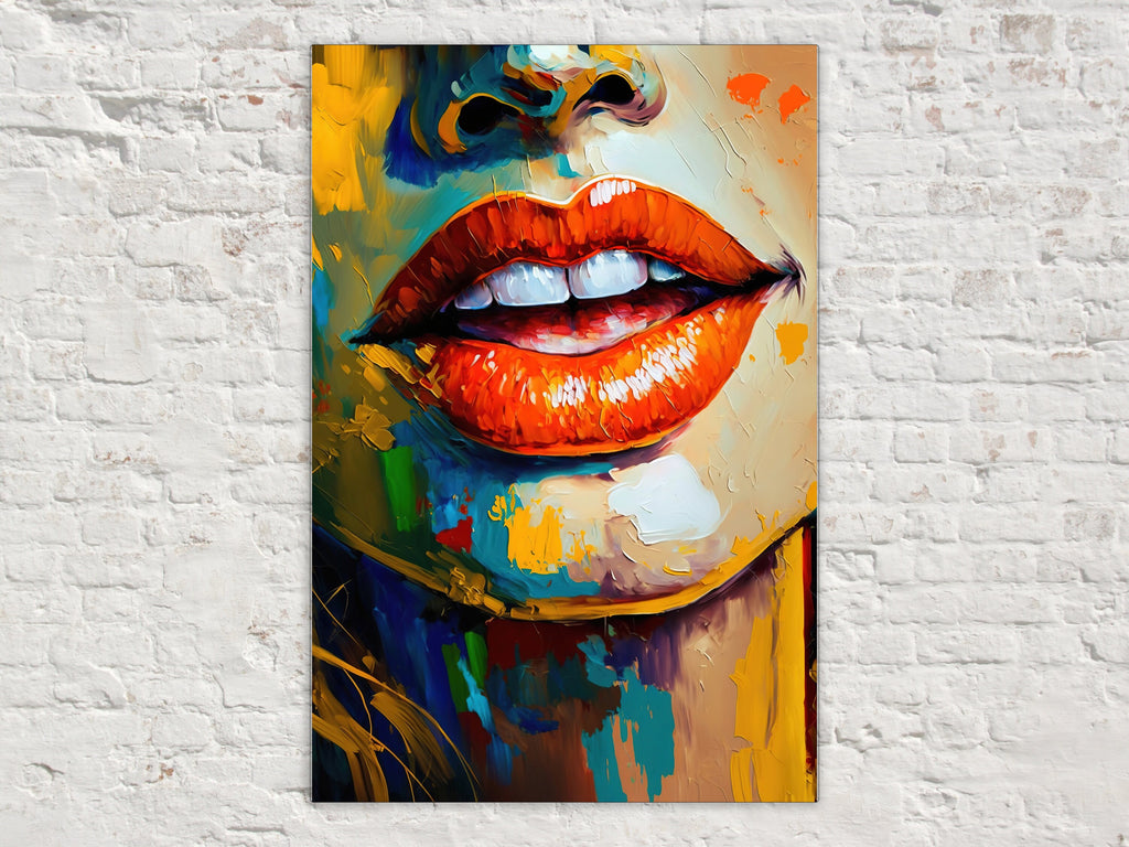 Red Lips Canvas – Seductive Wall Art | Feminine Mystique Decor | Large Pop Art Print