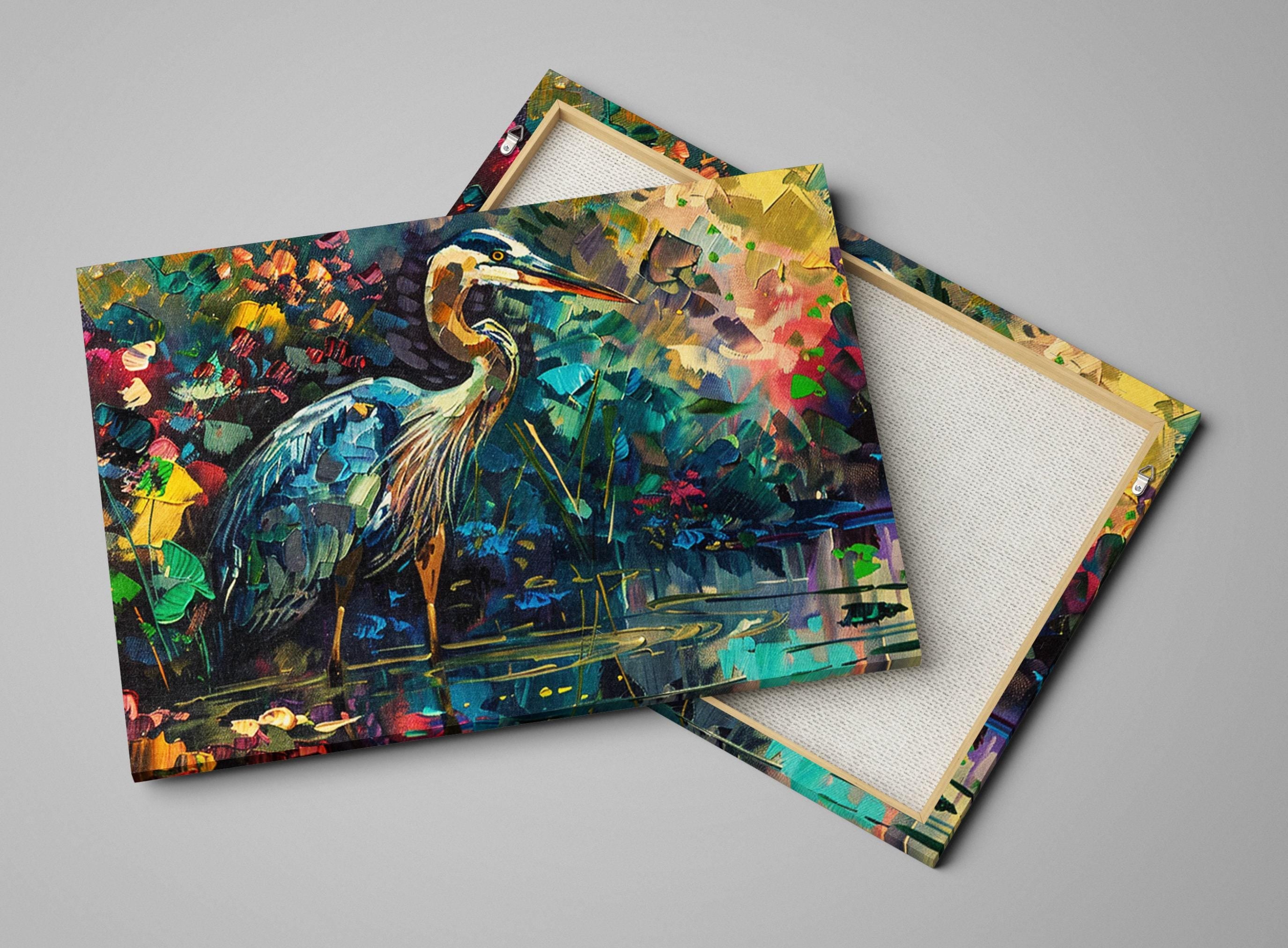 Blue Heron Canvas Print – Large Gallery Wrapped Canvas With Vibrant Wildlife Art