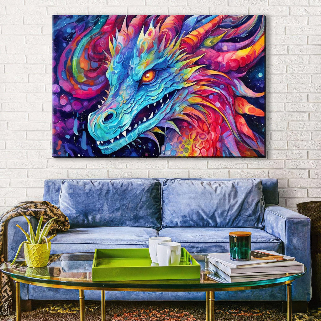 Dragon Canvas Art – Large Canvas Print With Fierce Dragon Artwork & Vibrant Fantasy Painting