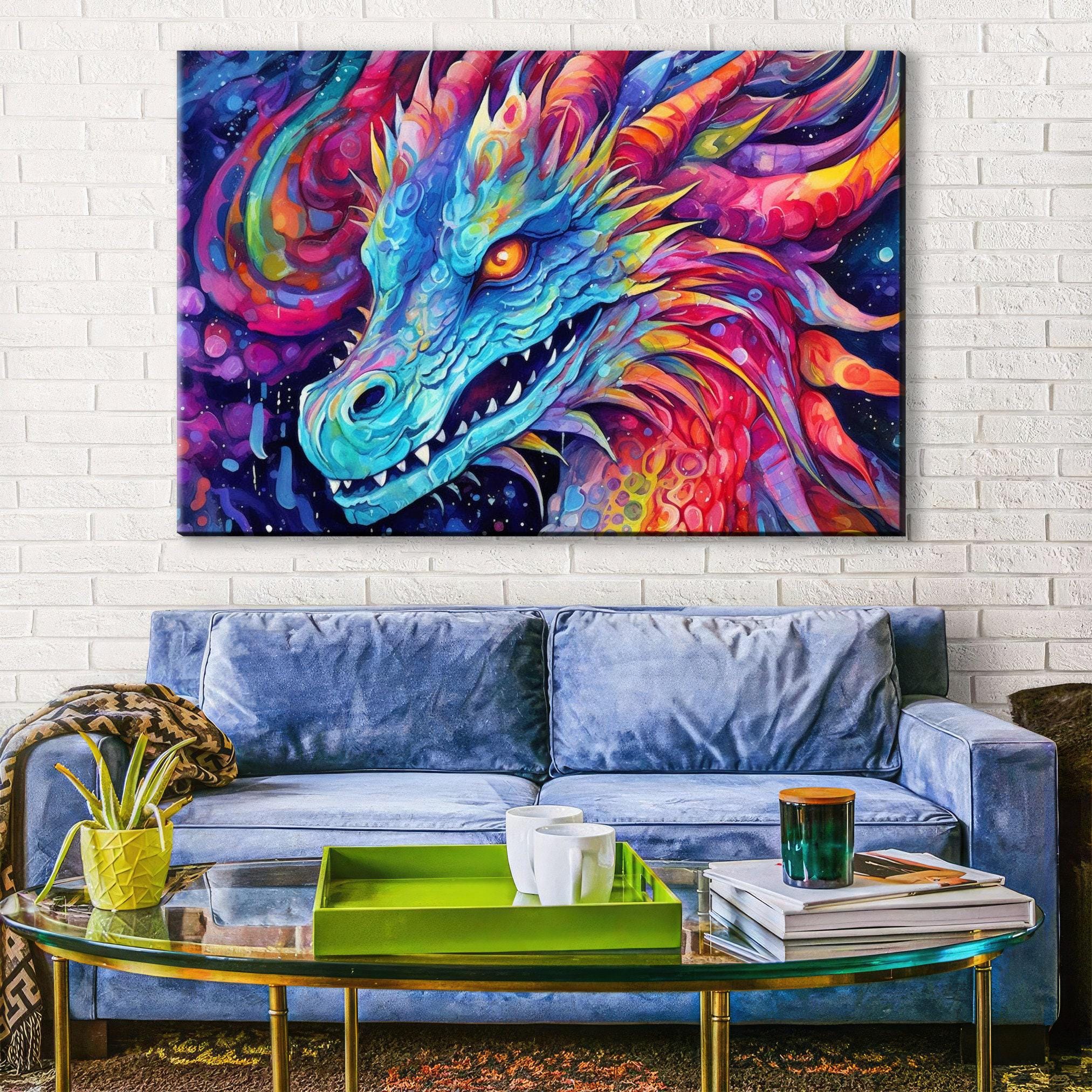 Dragon Canvas Art – Large Canvas Print With Fierce Dragon Artwork & Vibrant Fantasy Painting