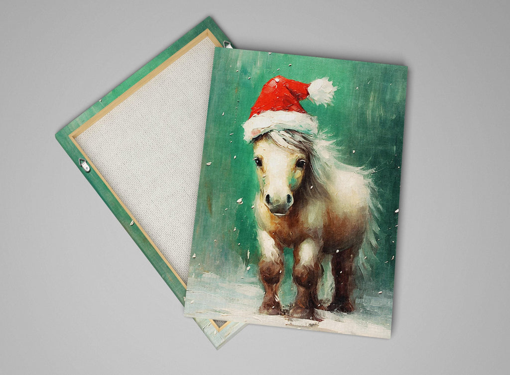 Christmas Pony Wall Art – Cute Holiday Canvas Gift | Extra Large Gallery Wrapped Print