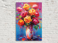 Rose Bouquet Canvas – Large Floral Wall Decor | Vibrant Abstract Roses Art Print