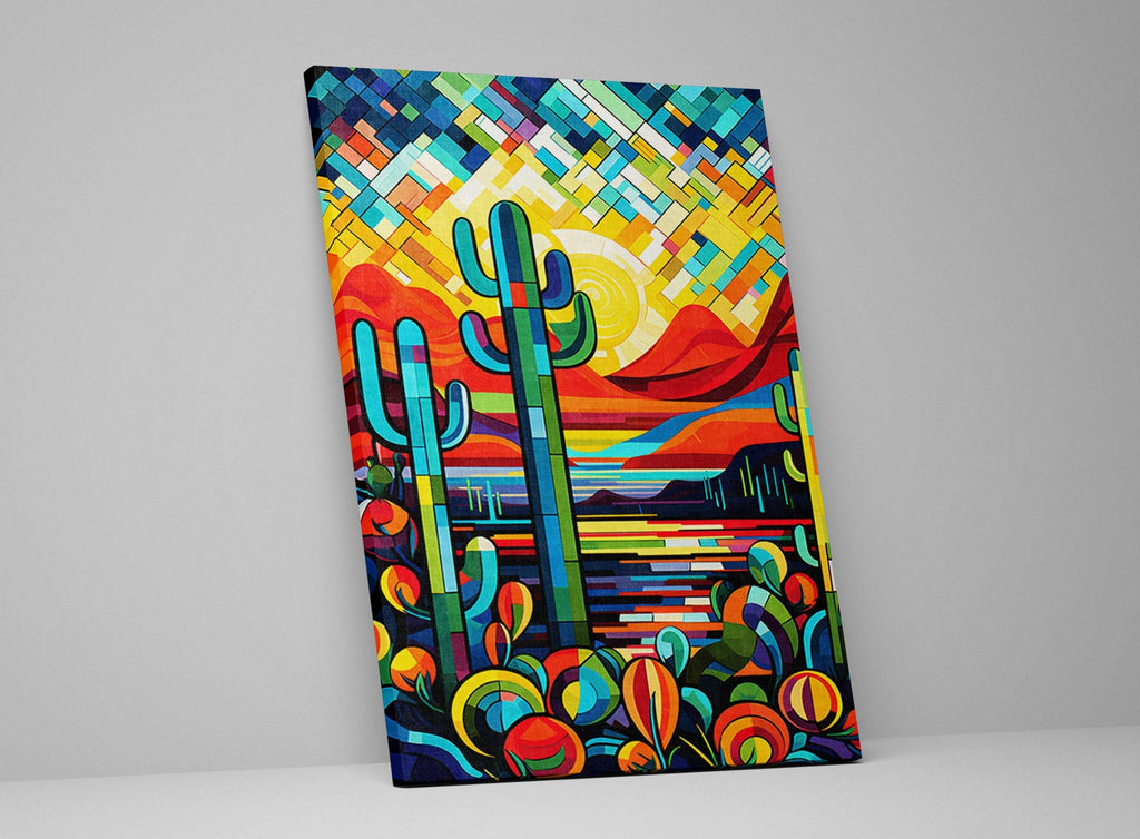 Southwest Modern Art - Geometric Desert Art Print on Gallery Wrapped Canvas, Ready to Hang