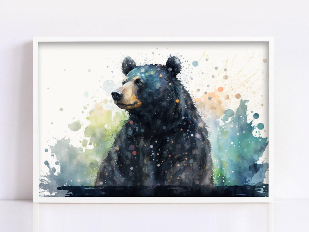 Wildlife Majesty: Black Bear Watercolor Painting on Canvas, Giclee Print on Gallery-wrapped Artist Canvas, Available in Extra Large Sizes