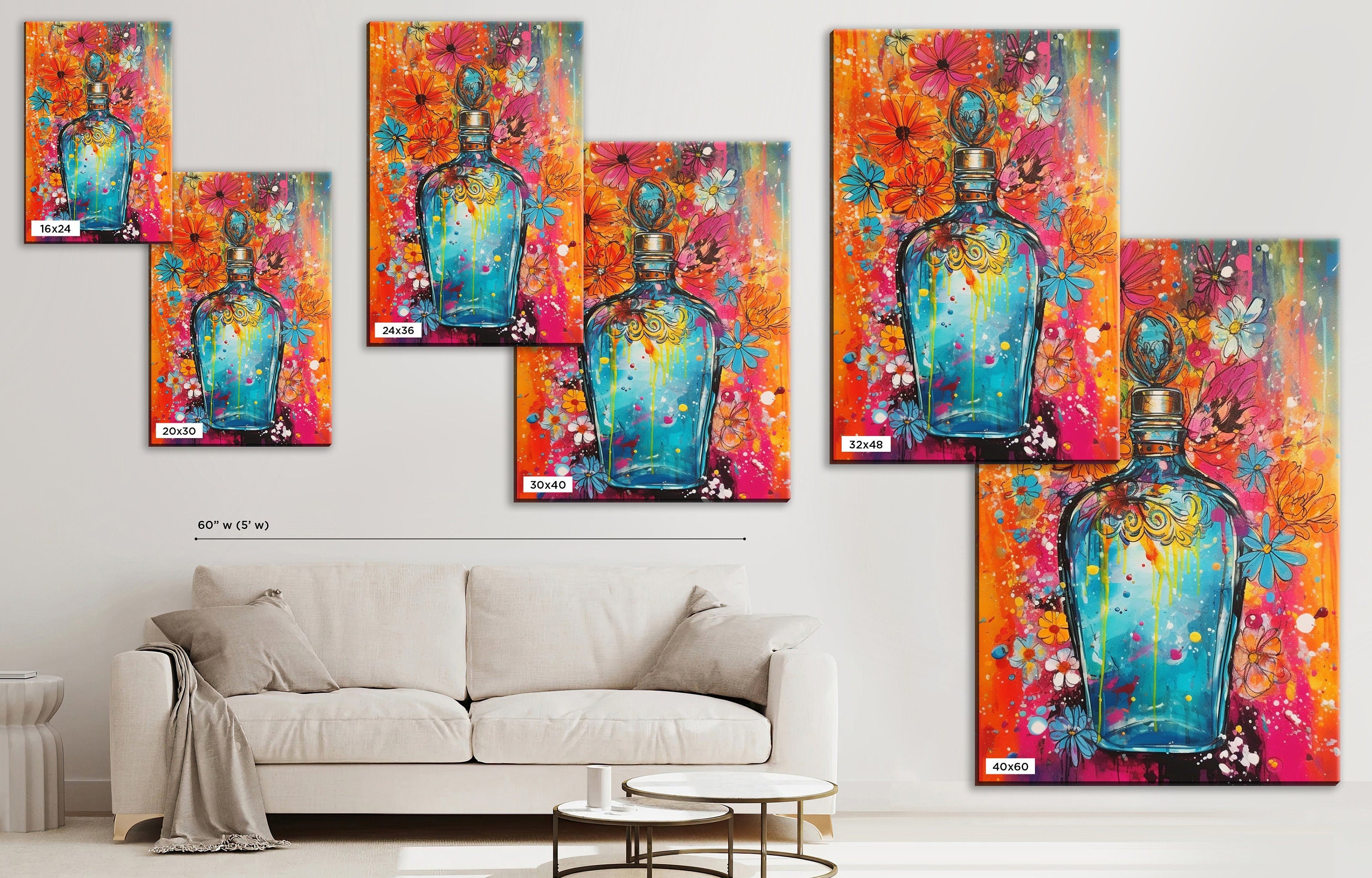 Perfume Canvas Wall Art – Large Colorful Beauty Painting on Artist Canvas