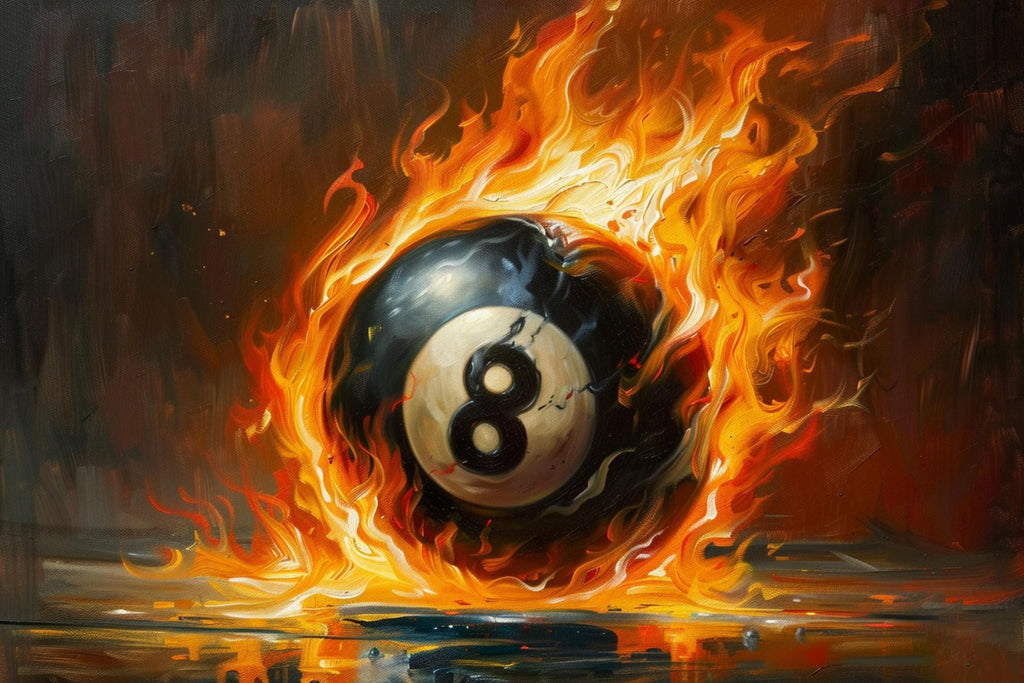 Flaming 8 Ball Wall Art – Extra Large Gallery Wrapped Canvas for Game Room Decor