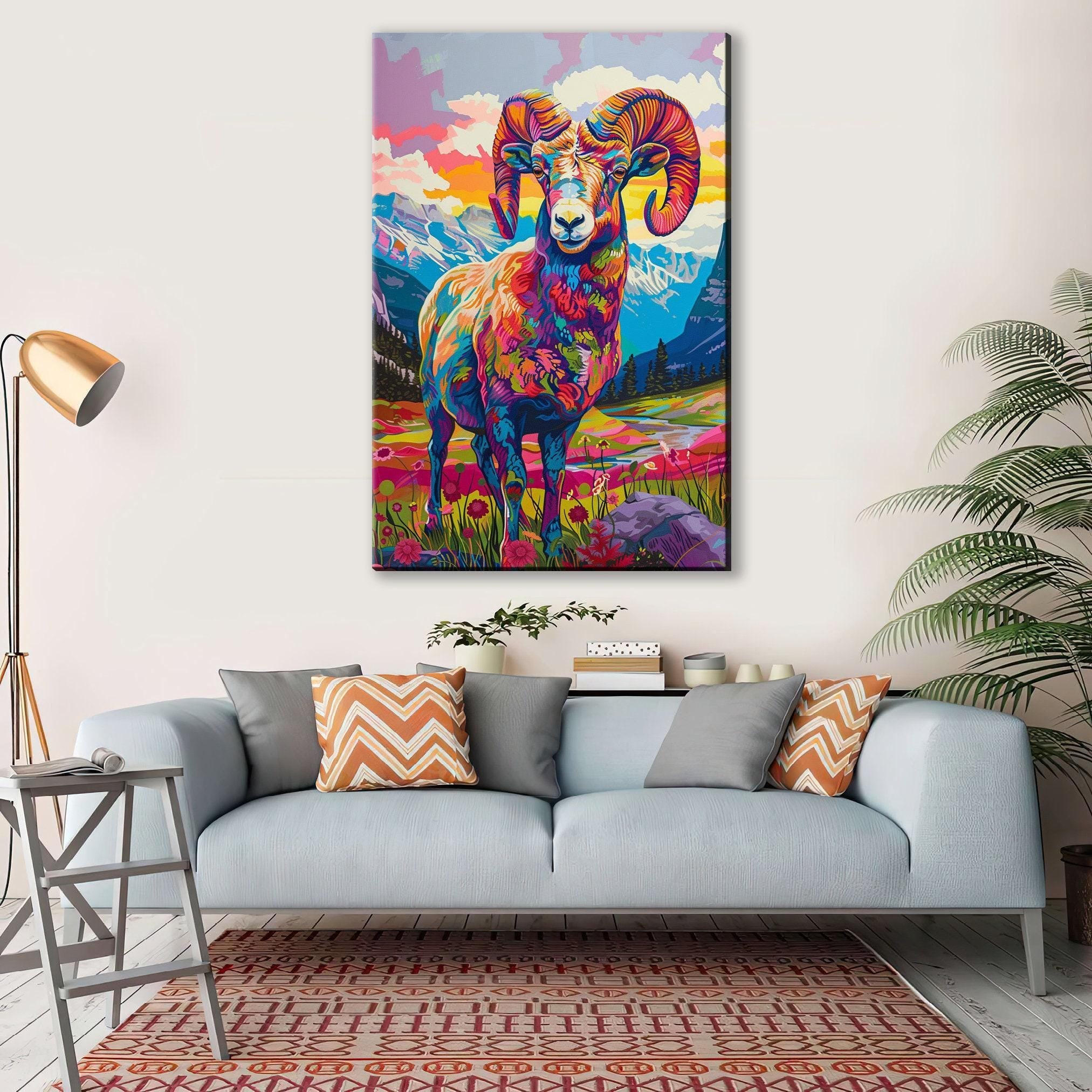Bighorn Sheep Print - Southwest Art Print | Gallery Wrapped Canvas, Nature Wall Decor